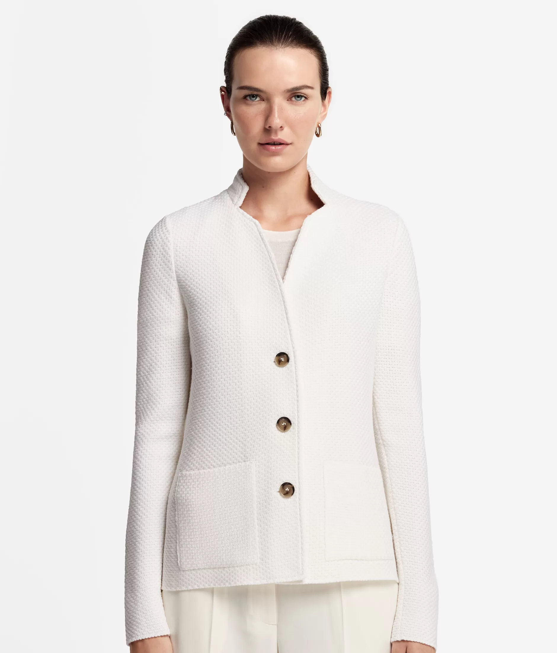 Shop Falconeri Basket Weave Jacket white -8005 - bow