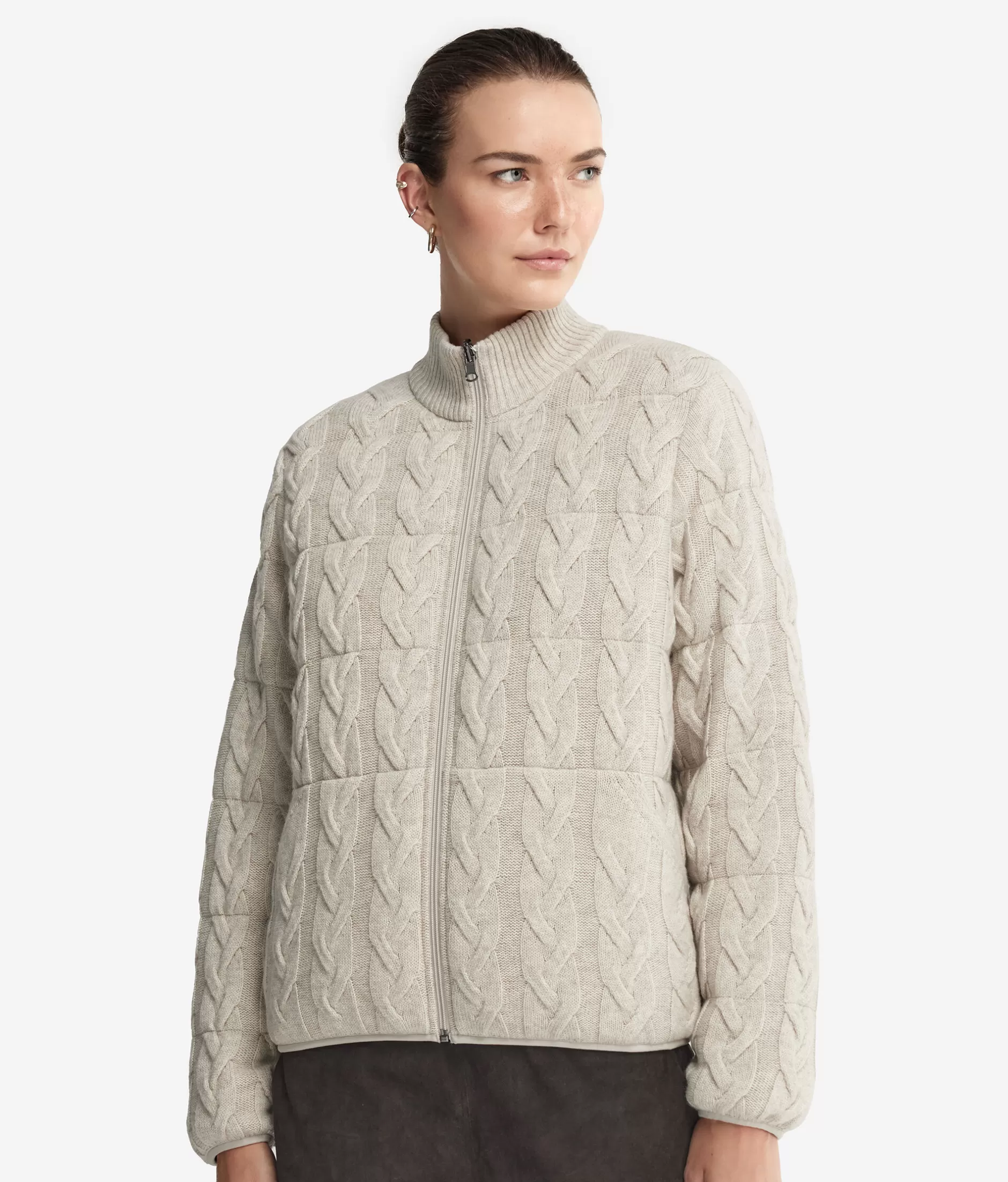 Store Falconeri Cashmere Cable-Knit Stitch Reversible Short Quilted Jacket natural -8176 - stone