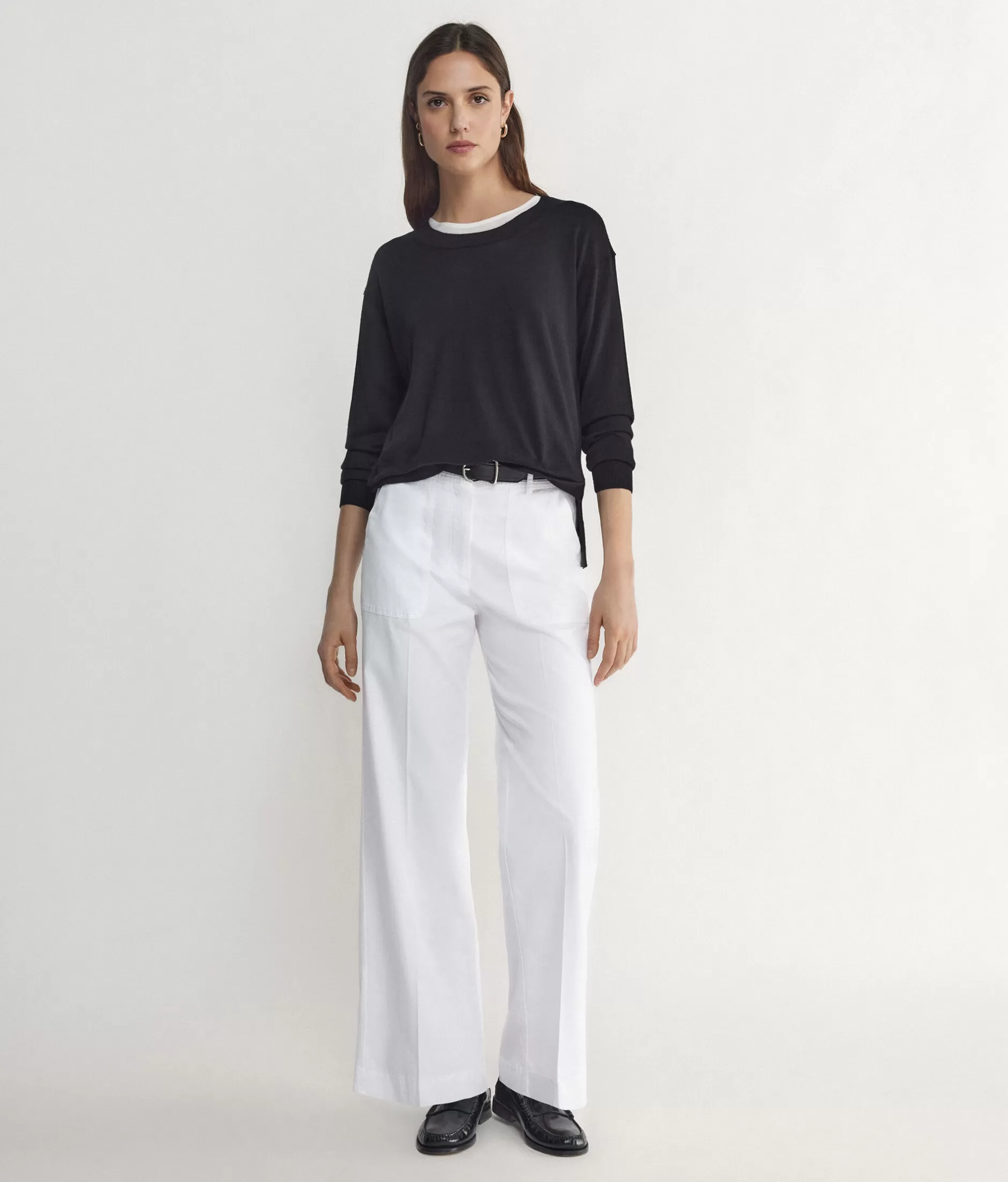 Sale Falconeri Cashmere Crew Neck Sweater With Slits black -9107 - black