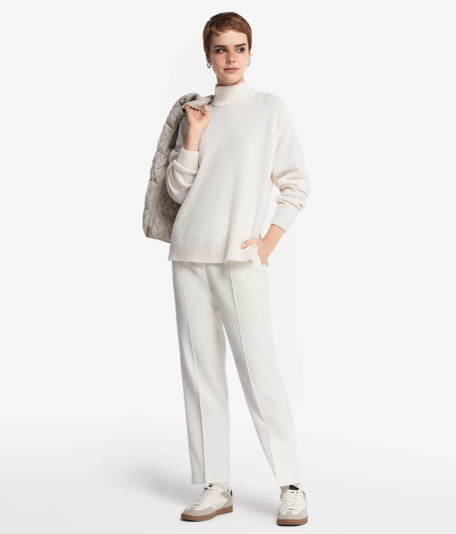Sale Falconeri Cashmere Turtleneck Sweater With Set-in Shoulders white -8005 - bow