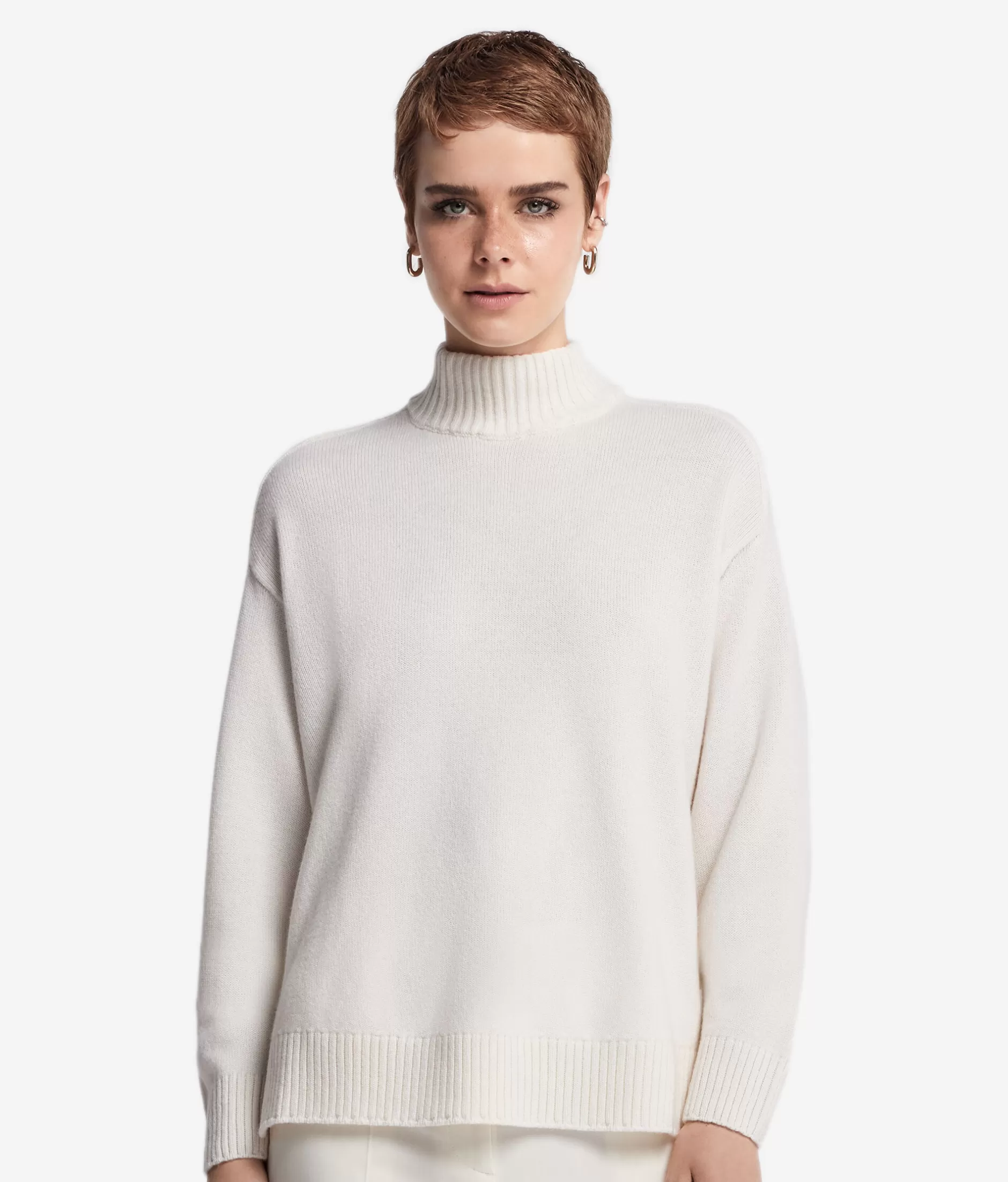 Sale Falconeri Cashmere Turtleneck Sweater With Set-in Shoulders white -8005 - bow