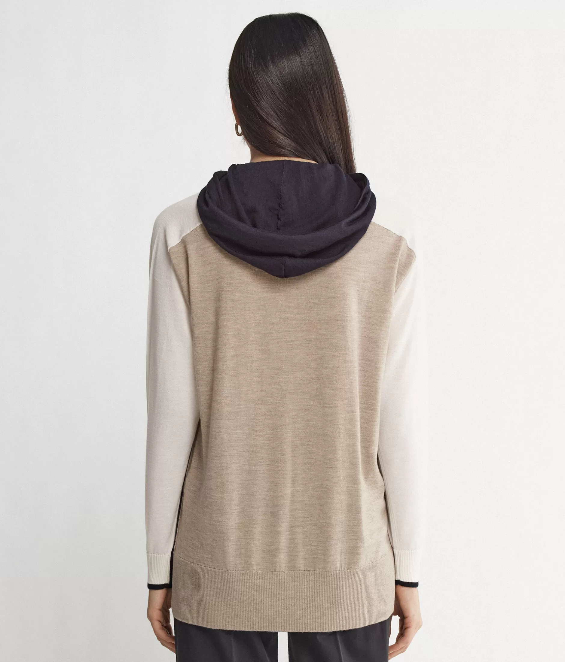 New Falconeri Color Block Cashmere Zip-Up Sweatshirt natural -8983 - oat melange