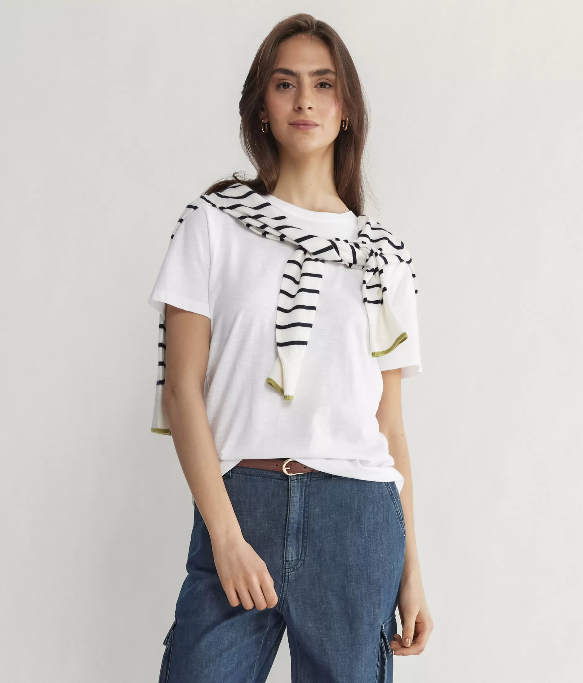Clearance Falconeri Cotton Crew Neck T-Shirt With Short Sleeves white -8078 - white