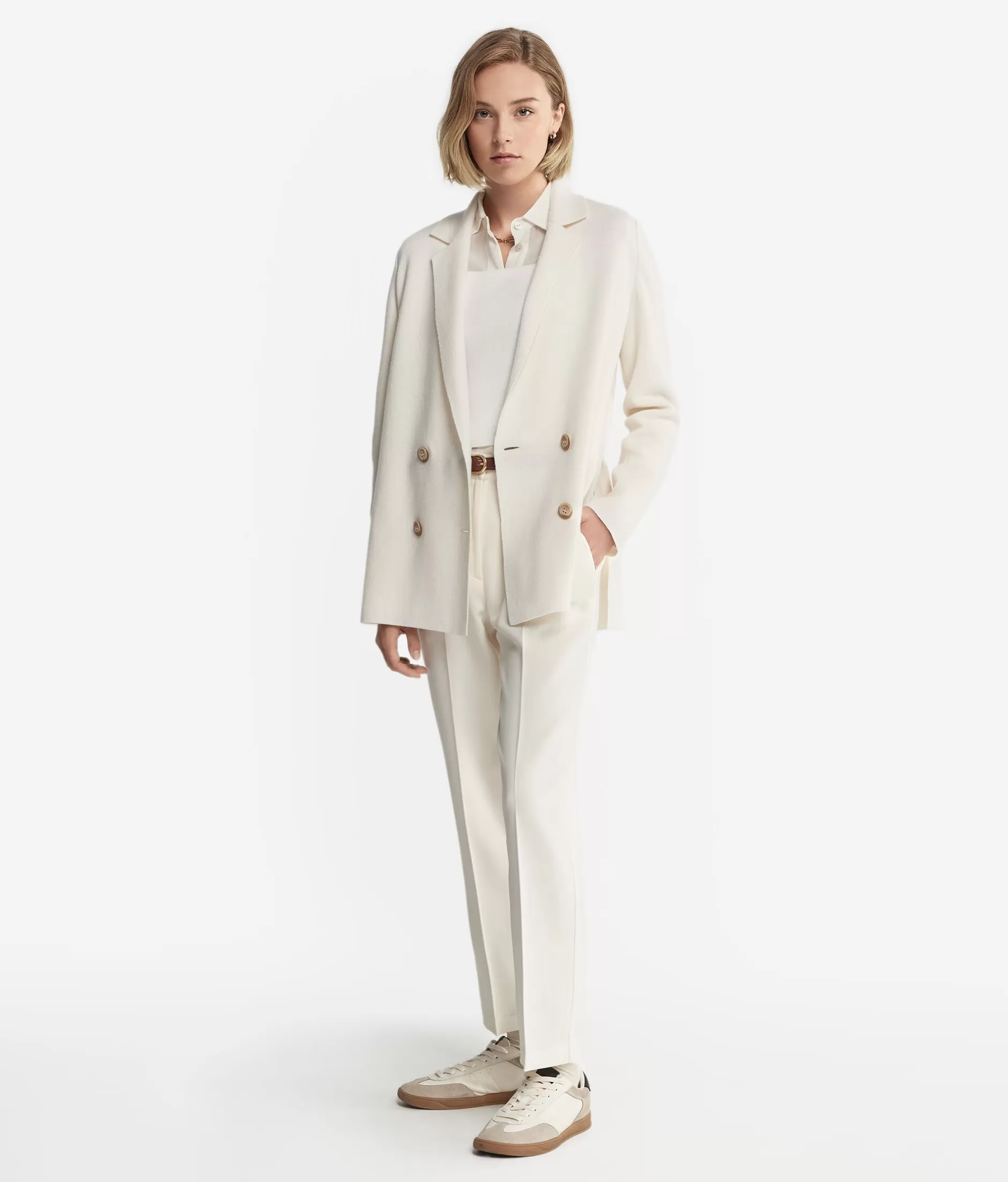 Online Falconeri Double-Breasted Ultrasoft Cashmere Jacket white -8005 - bow