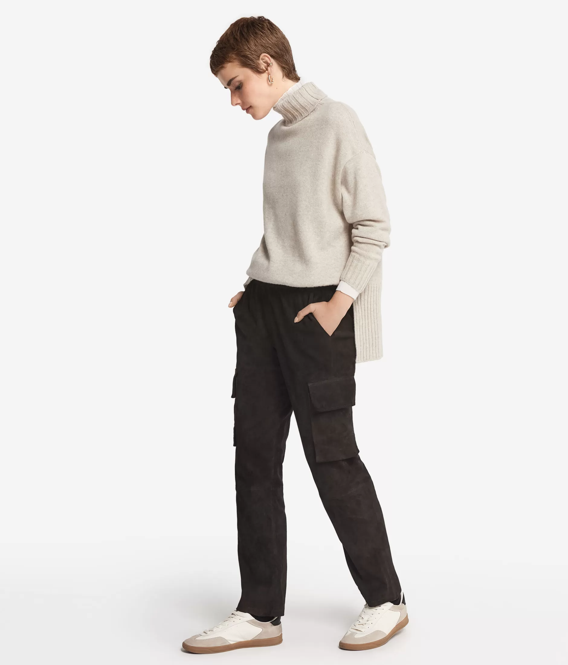 New Falconeri Oversized Turtleneck Sweater In Ultrasoft Cashmere natural -8176 - stone