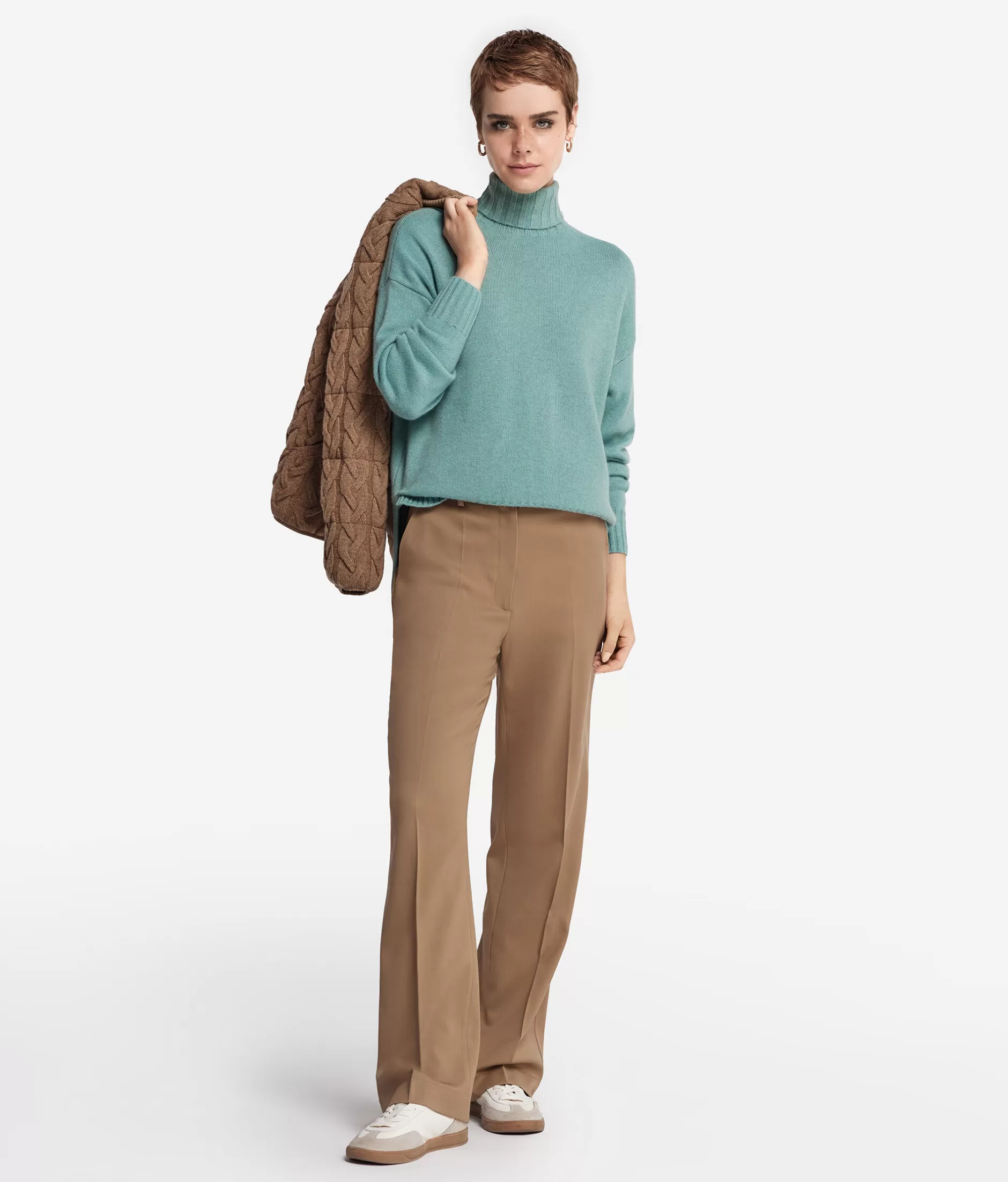 Discount Falconeri Oversized Turtleneck Sweater In Ultrasoft Cashmere green -9075 - garment-dyed thyme