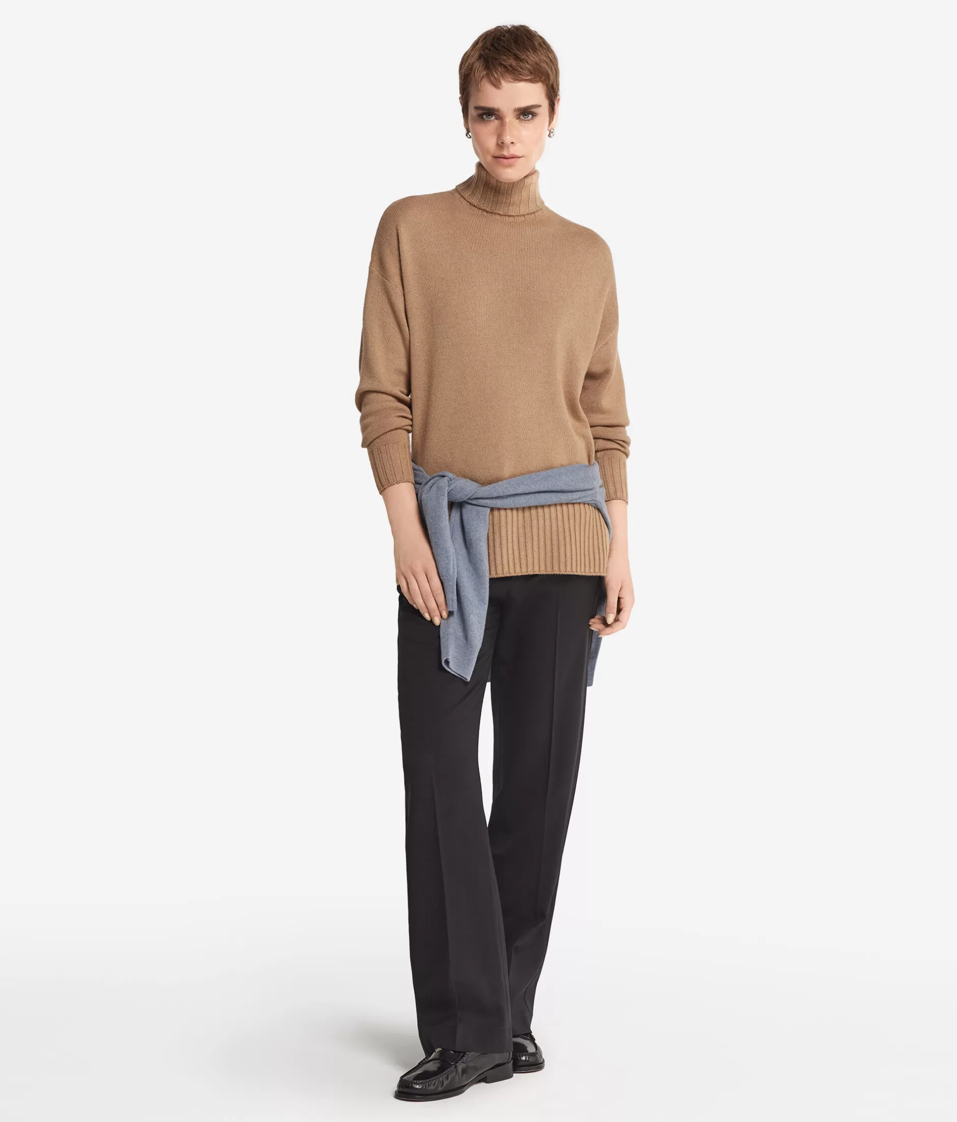 Online Falconeri Oversized Turtleneck Sweater In Ultrasoft Cashmere brown -8799 - rhum tc