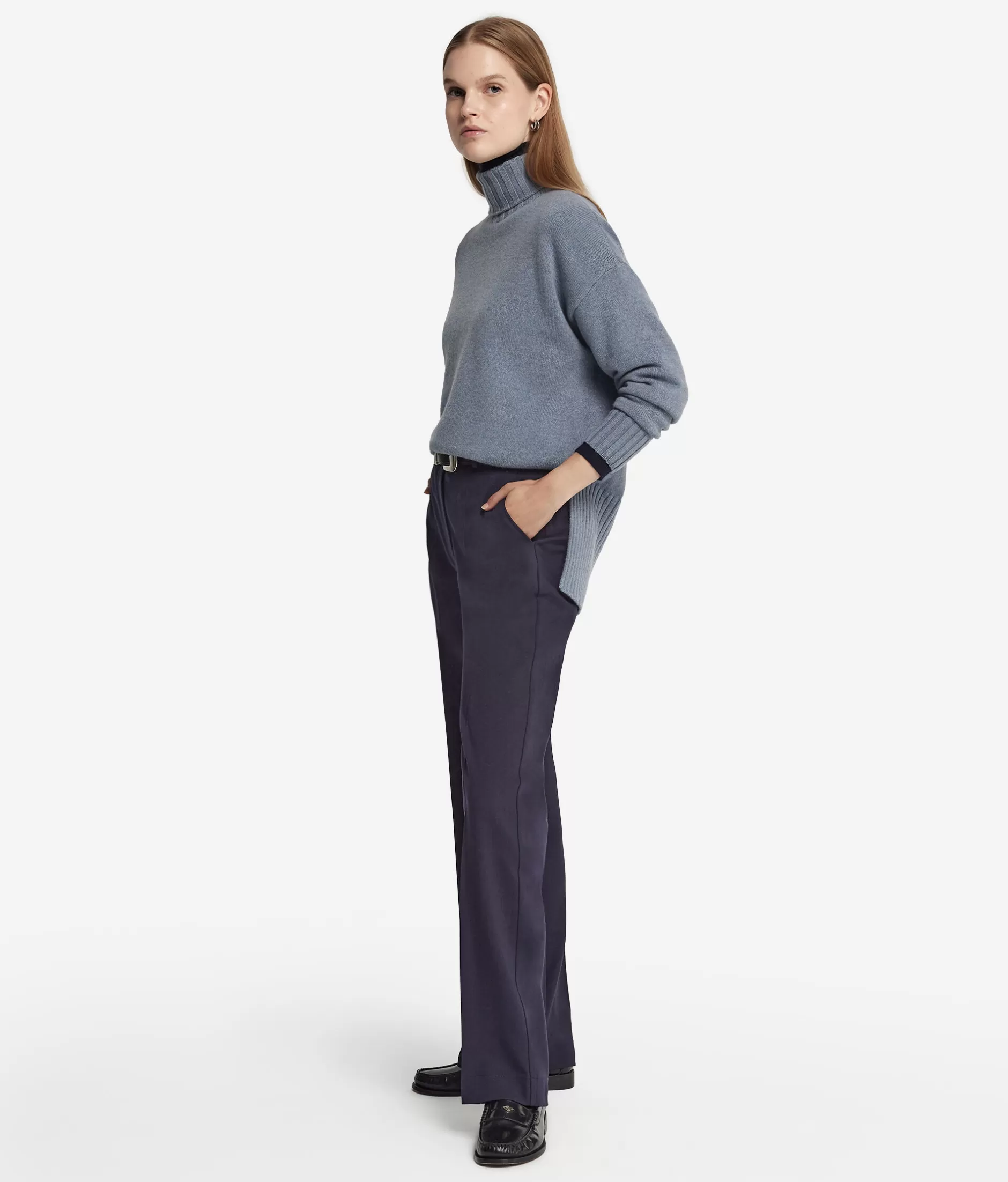 Shop Falconeri Oversized Turtleneck Sweater In Ultrasoft Cashmere light blue -9078 - niagara