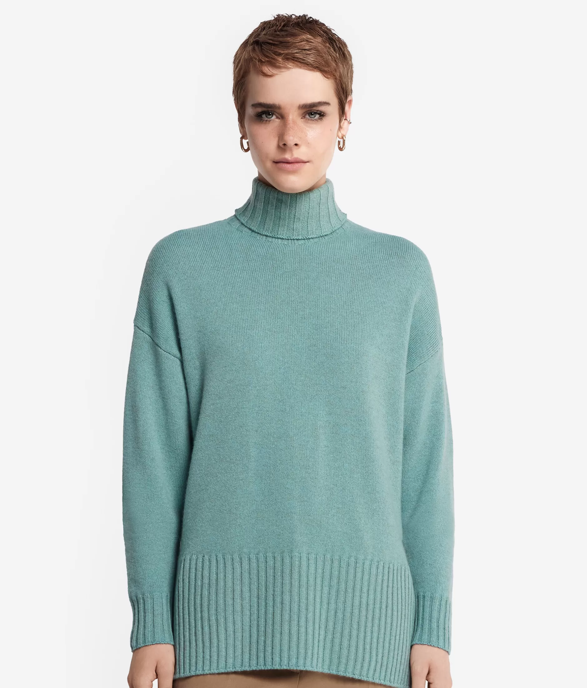 Discount Falconeri Oversized Turtleneck Sweater In Ultrasoft Cashmere green -9075 - garment-dyed thyme
