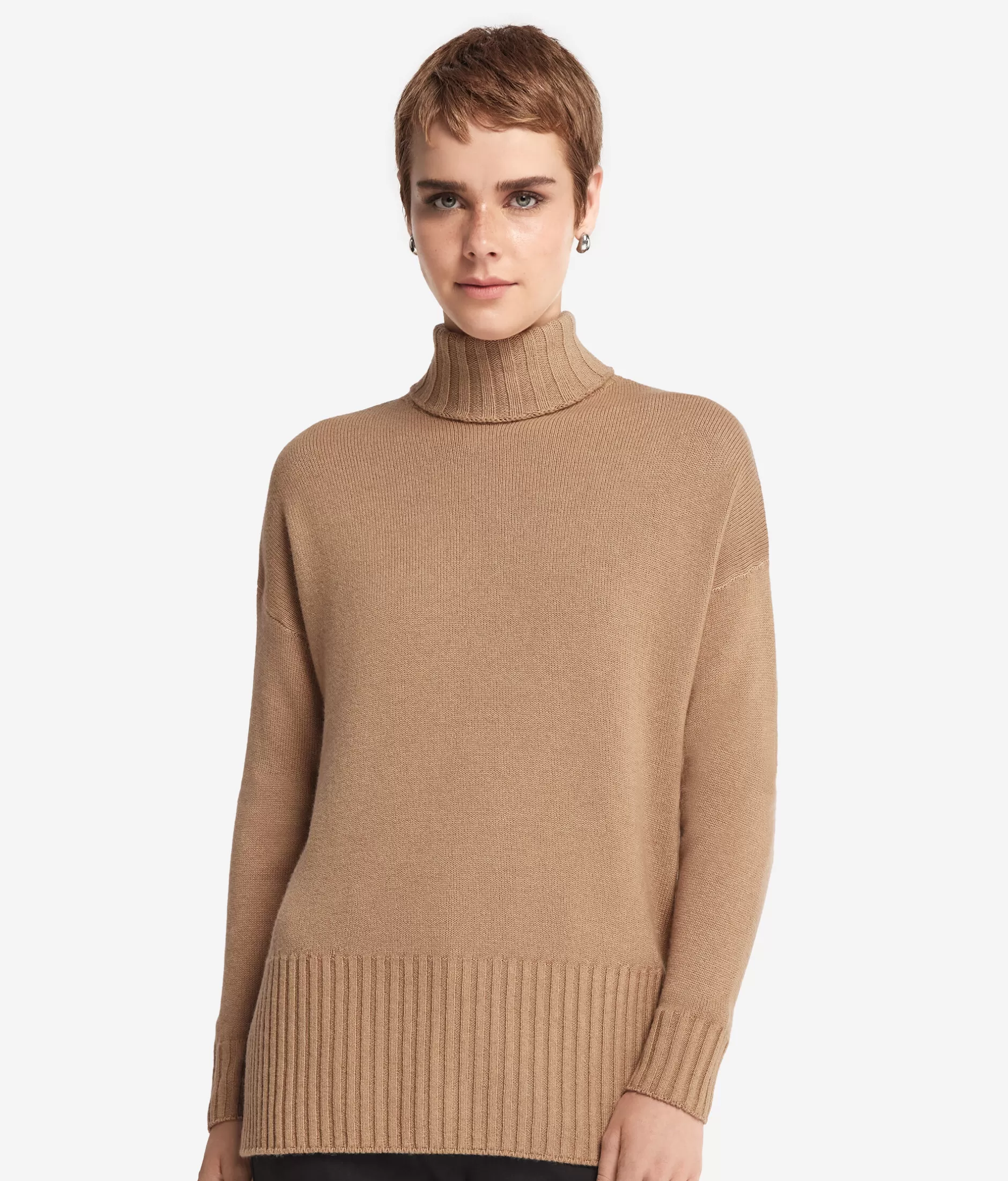 Online Falconeri Oversized Turtleneck Sweater In Ultrasoft Cashmere brown -8799 - rhum tc