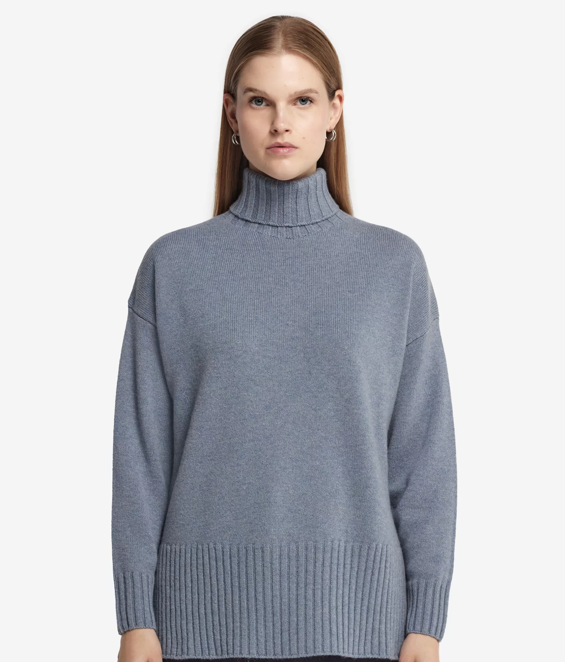 Shop Falconeri Oversized Turtleneck Sweater In Ultrasoft Cashmere light blue -9078 - niagara