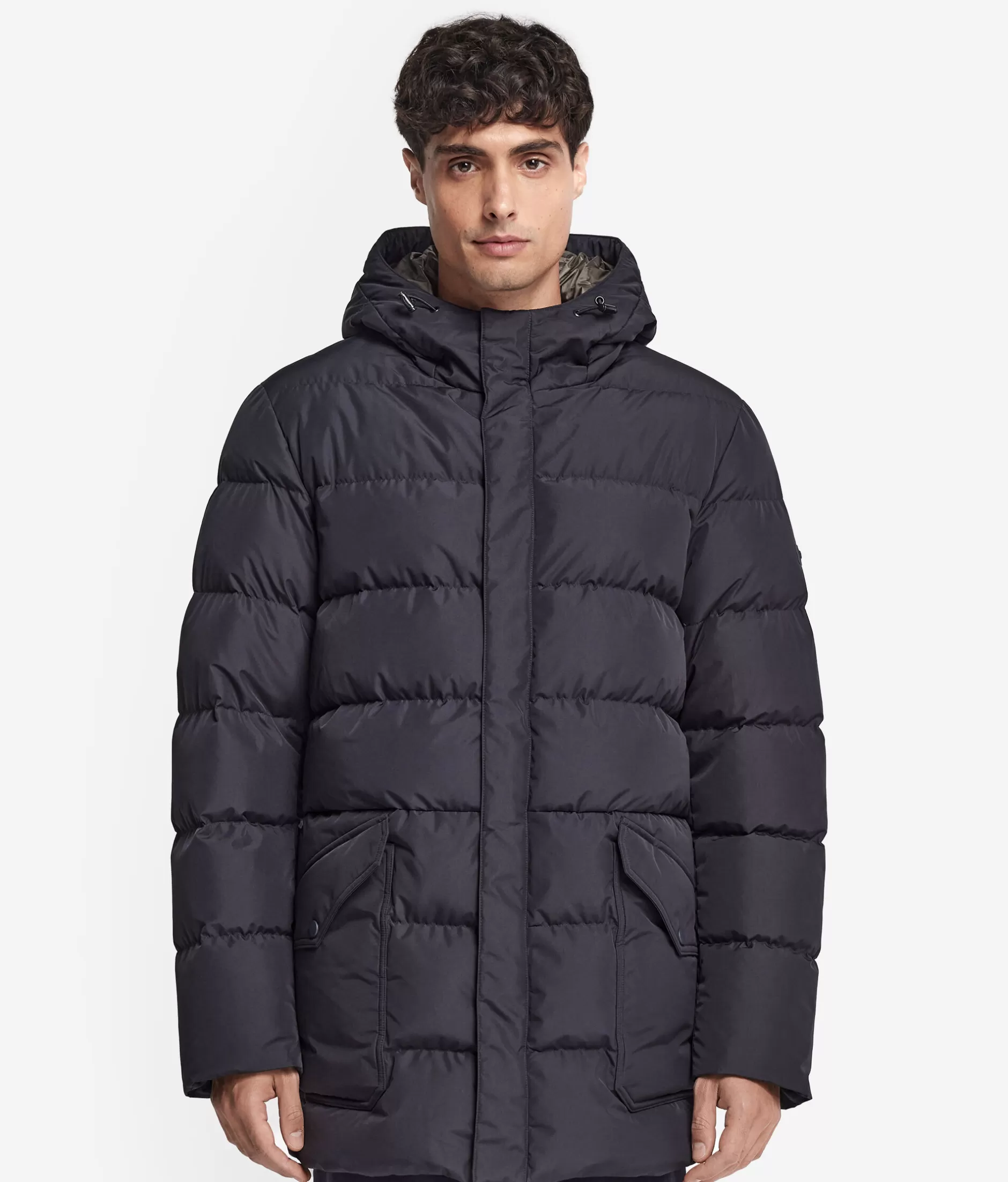 New Falconeri Short Quilted Parka Jacket With Hood And Cashmere Inner Lining blue -9056 - blu notte
