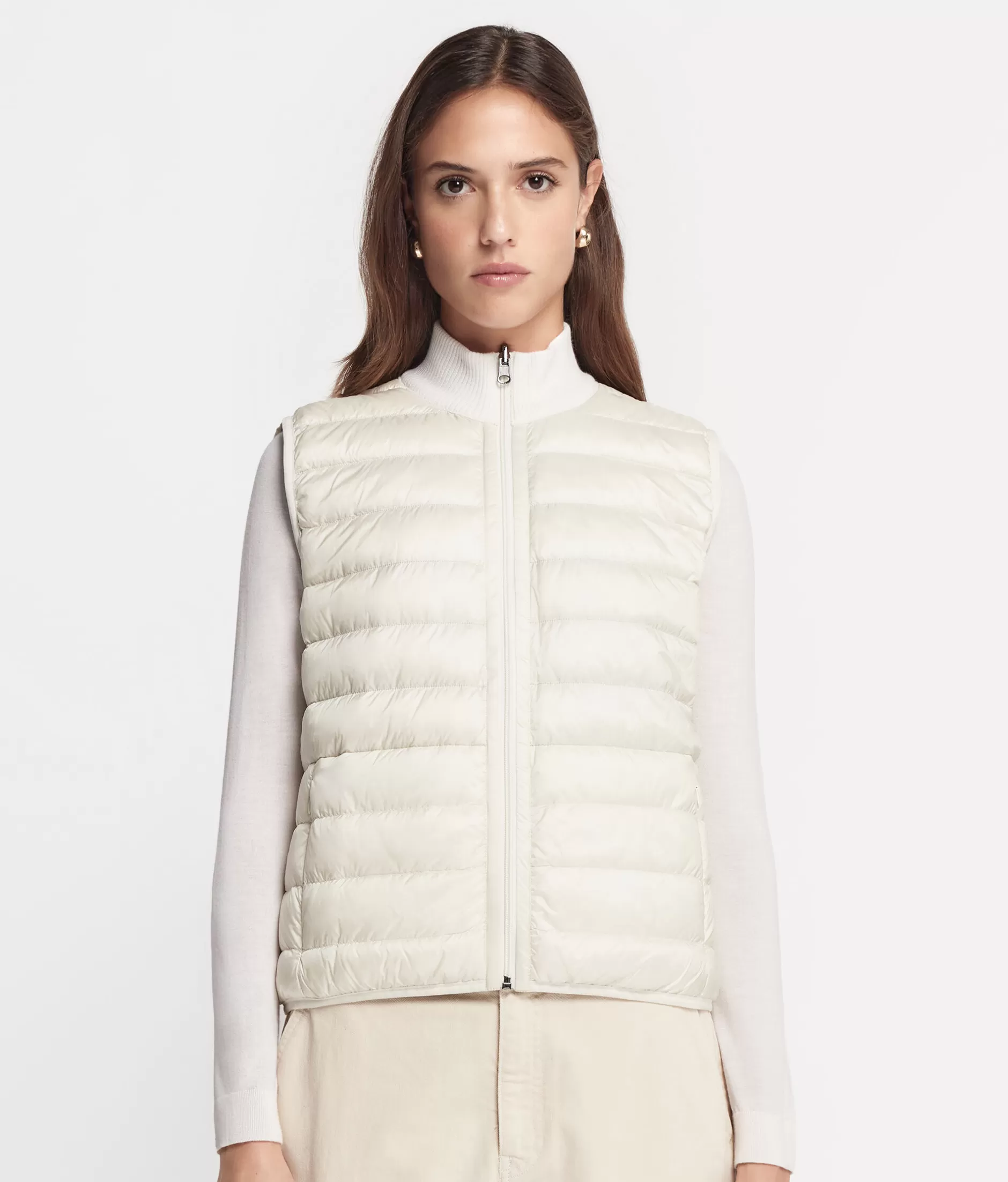 Online Falconeri Sleeveless Two-Toned Down Vest white -9213 - snow/dark stone