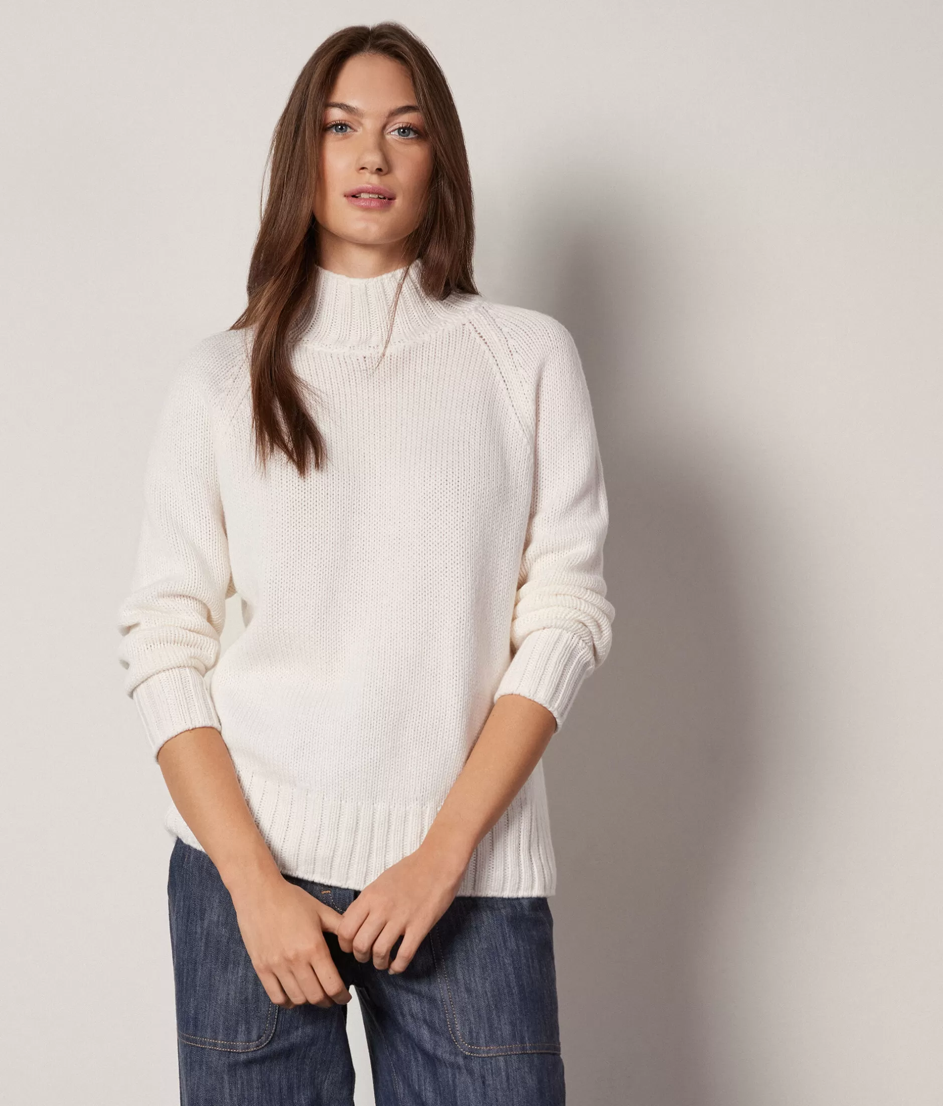 Sale Falconeri Turtleneck Sweater In Ultrasoft Cashmere Knit white -8005 - bow