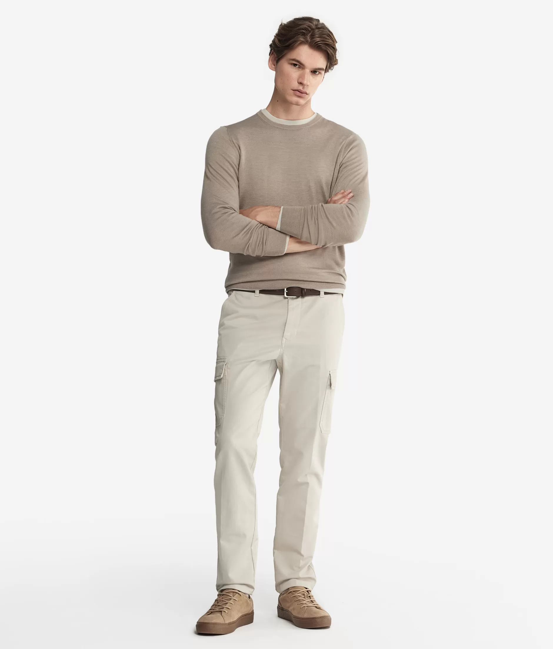 Store Falconeri Ultrafine Cashmere Crewneck Sweater natural -9090 - garment-dyed sand