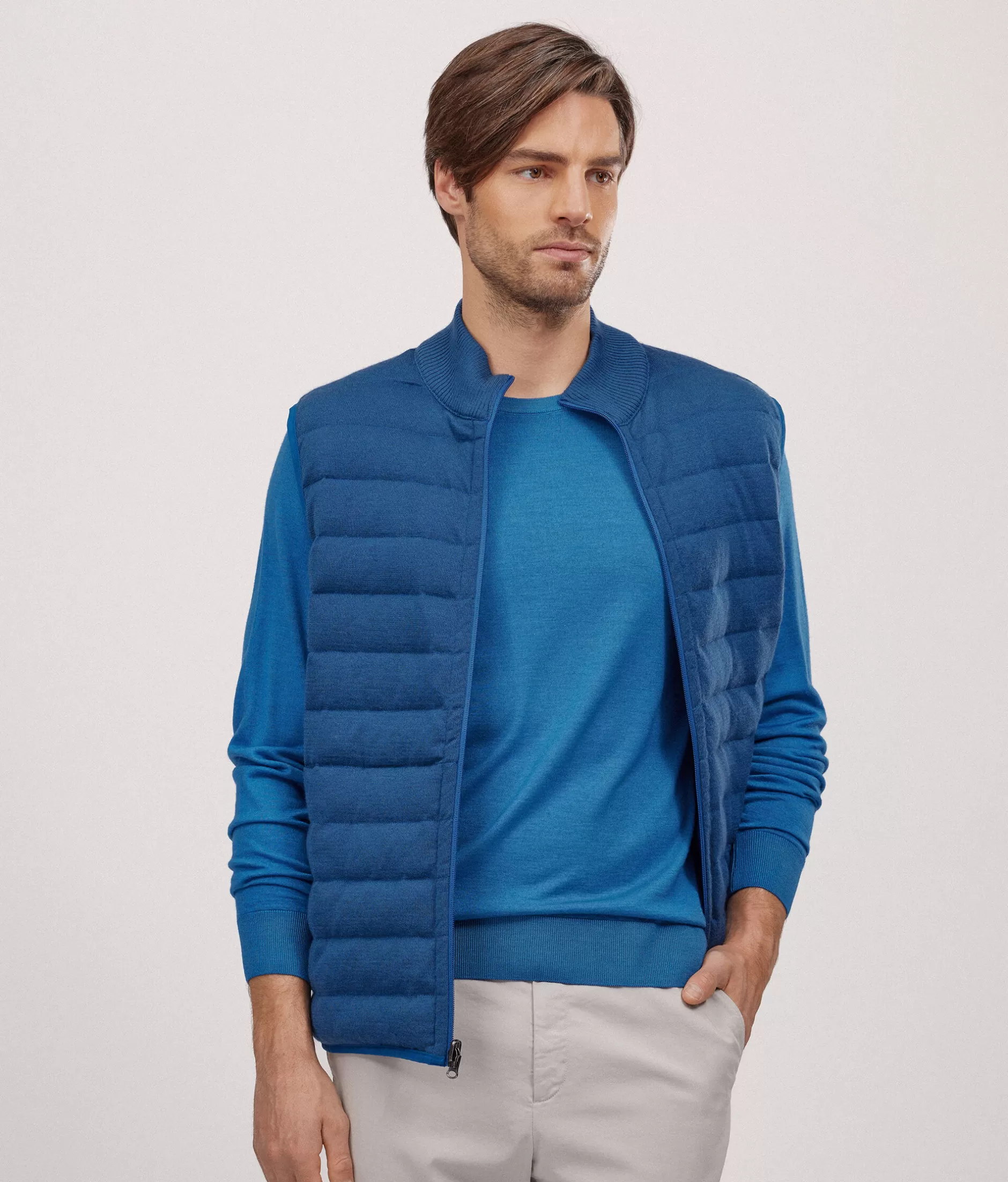 Store Falconeri Ultrafine Cashmere Crewneck Sweater blue -8973 - garment-dyed java blue