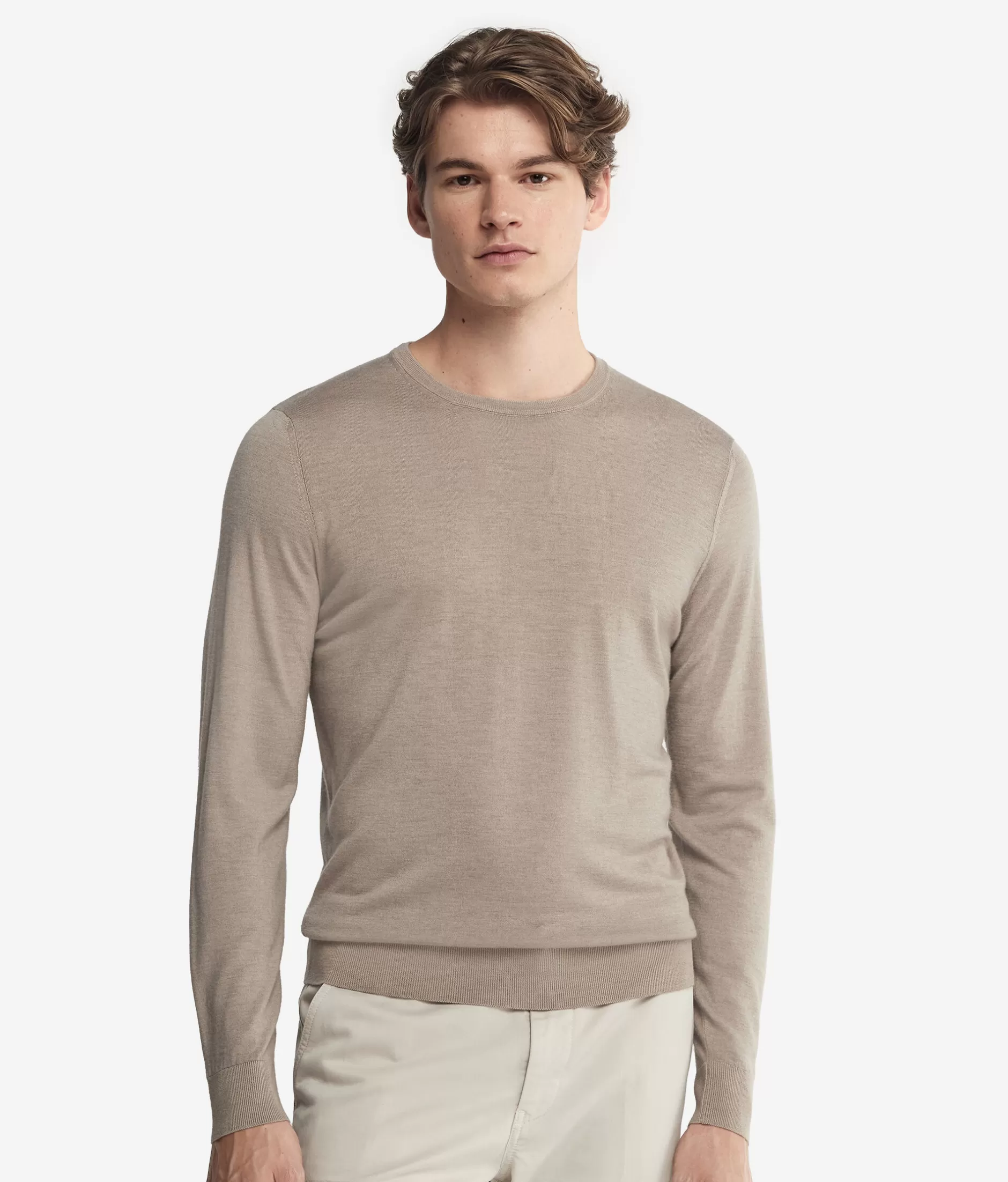 Store Falconeri Ultrafine Cashmere Crewneck Sweater natural -9090 - garment-dyed sand