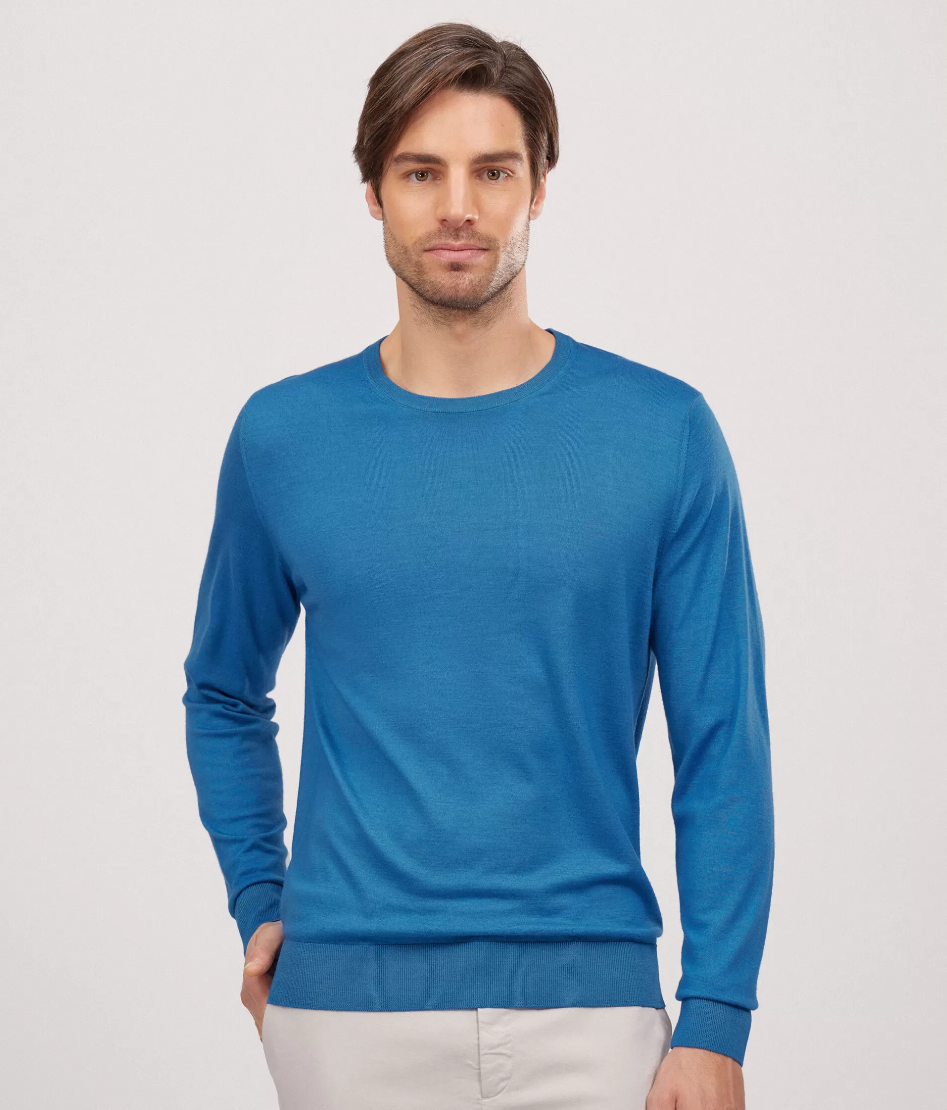 Store Falconeri Ultrafine Cashmere Crewneck Sweater blue -8973 - garment-dyed java blue