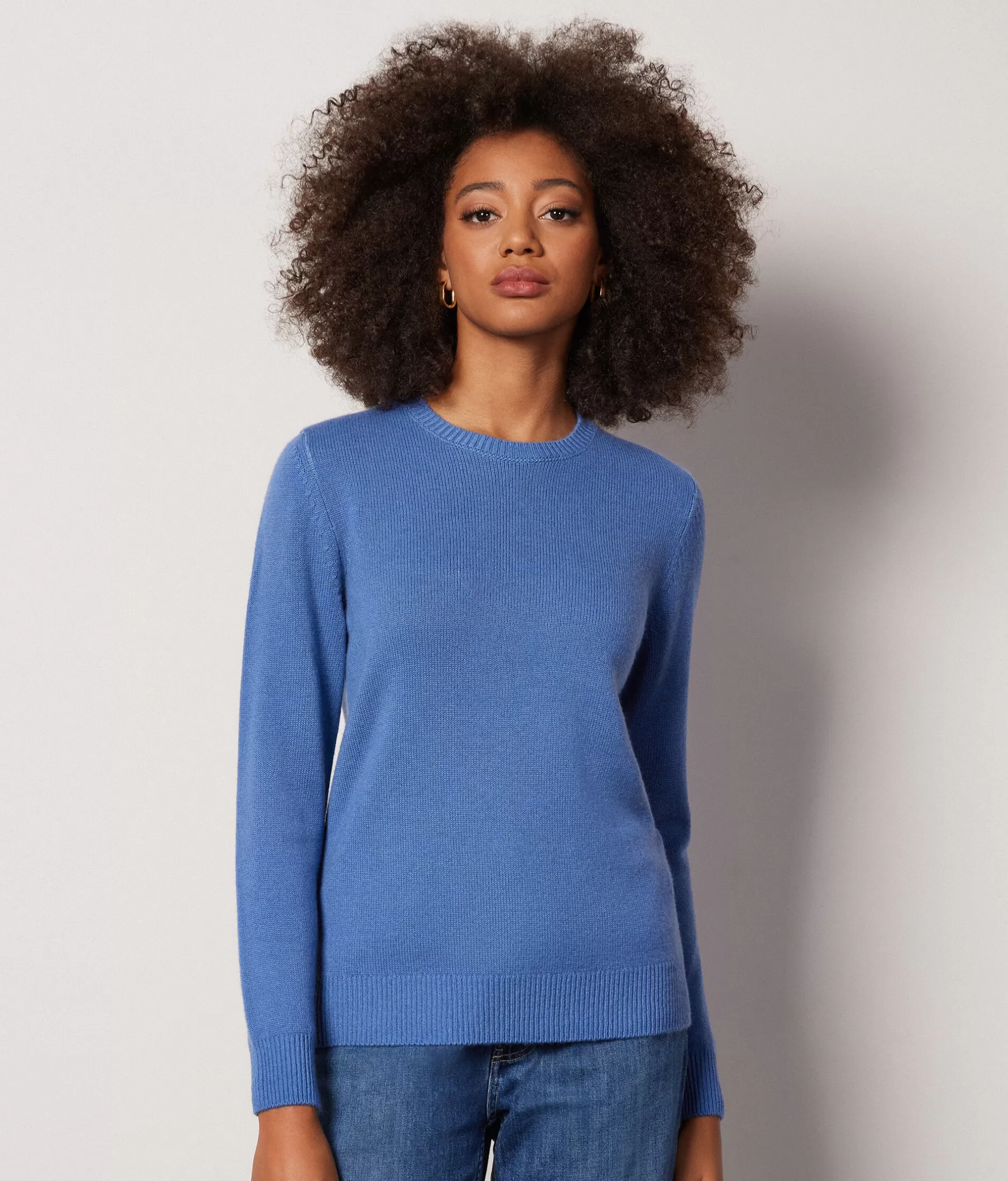Clearance Falconeri Ultrasoft Cashmere Crewneck Sweater blue -8926 - garment-dyed horizon blue