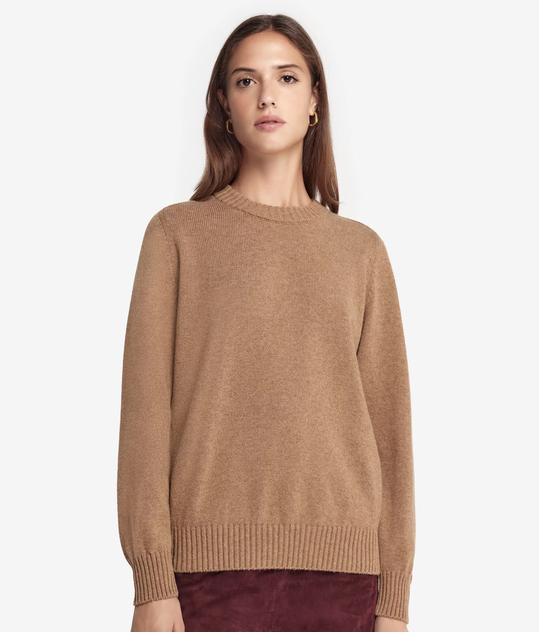 Online Falconeri Ultrasoft Cashmere Crewneck Sweater With Set-in Sleeves natural -8685 - rum