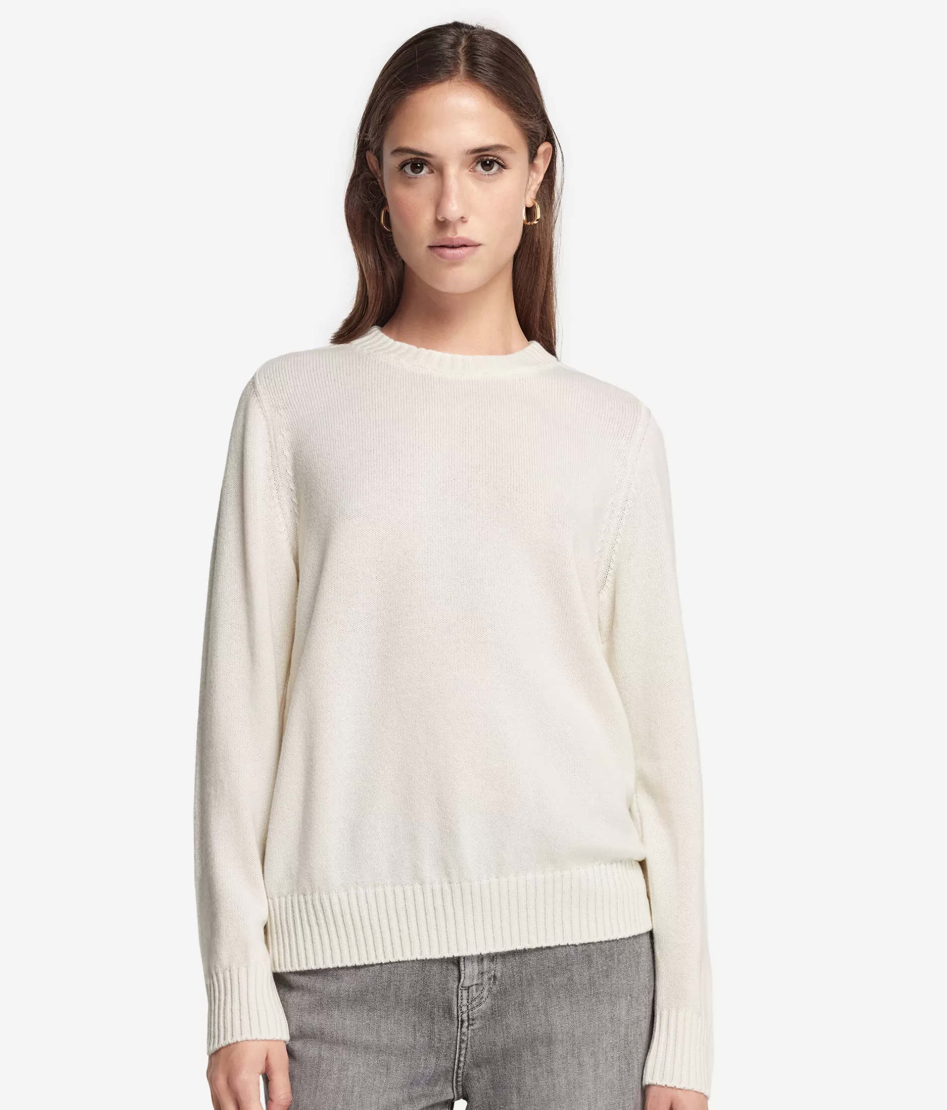 Store Falconeri Ultrasoft Cashmere Crewneck Sweater With Set-in Sleeves white -8005 - bow