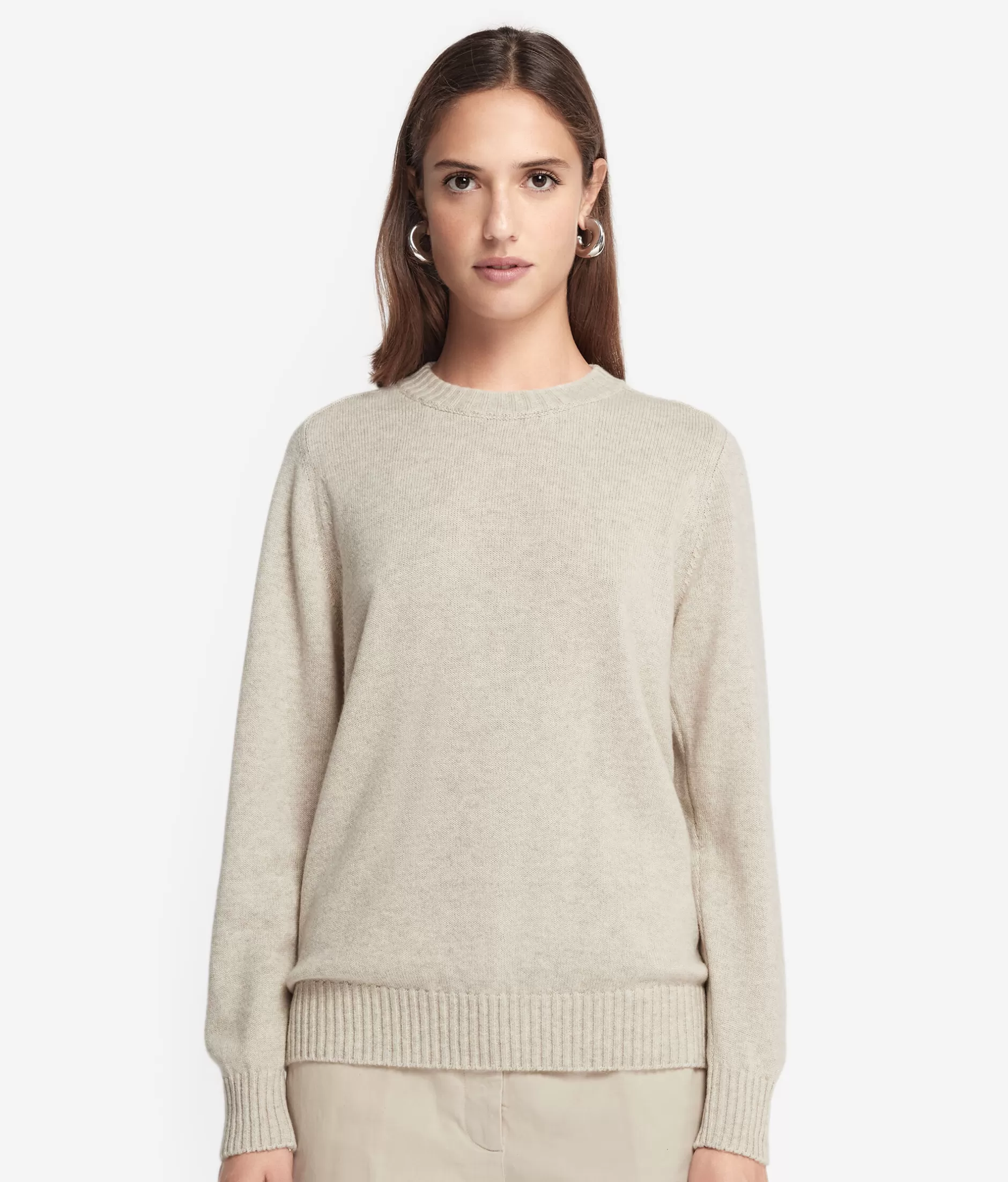 Online Falconeri Ultrasoft Cashmere Crewneck Sweater With Set-in Sleeves natural -8176 - stone
