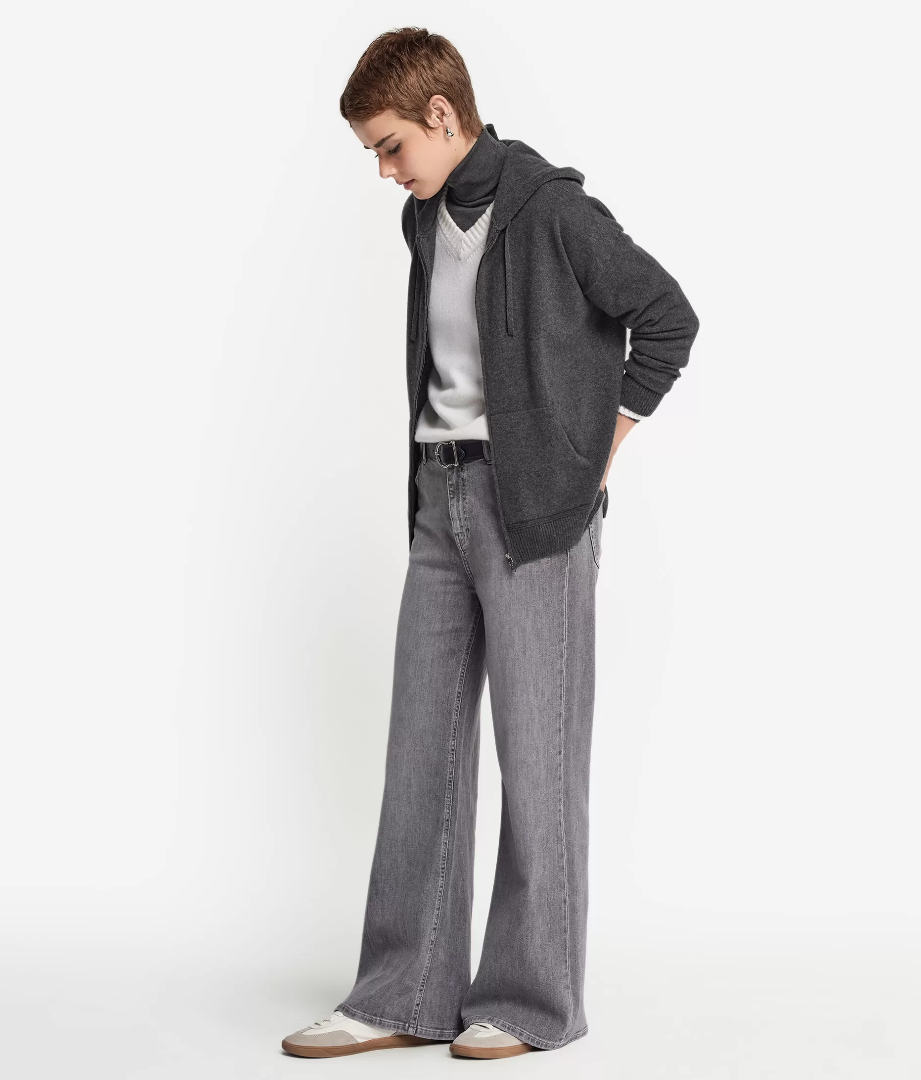 Sale Falconeri Ultrasoft Cashmere Hooded Sweatshirt dark grey -9070 - ash