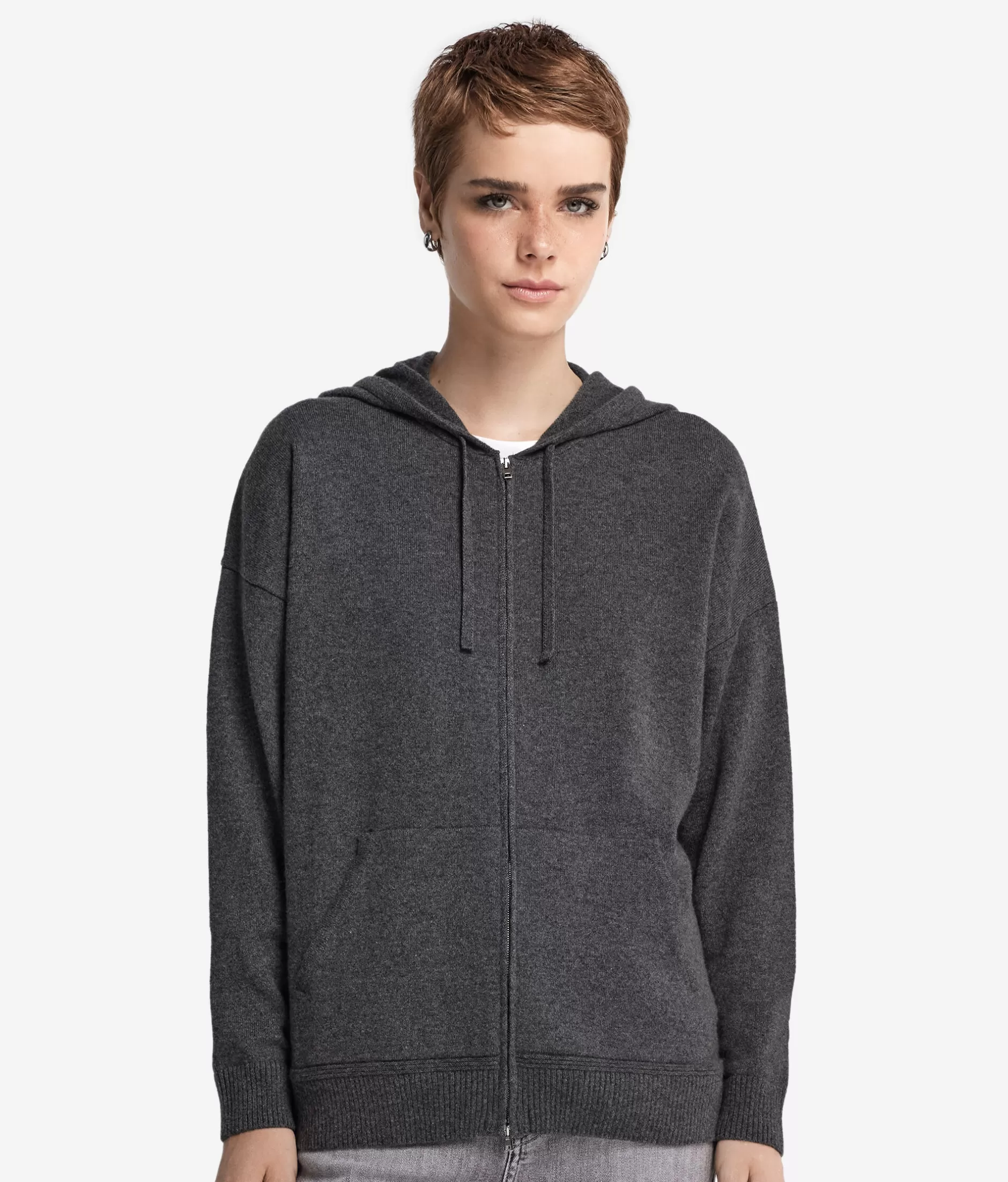 Sale Falconeri Ultrasoft Cashmere Hooded Sweatshirt dark grey -9070 - ash