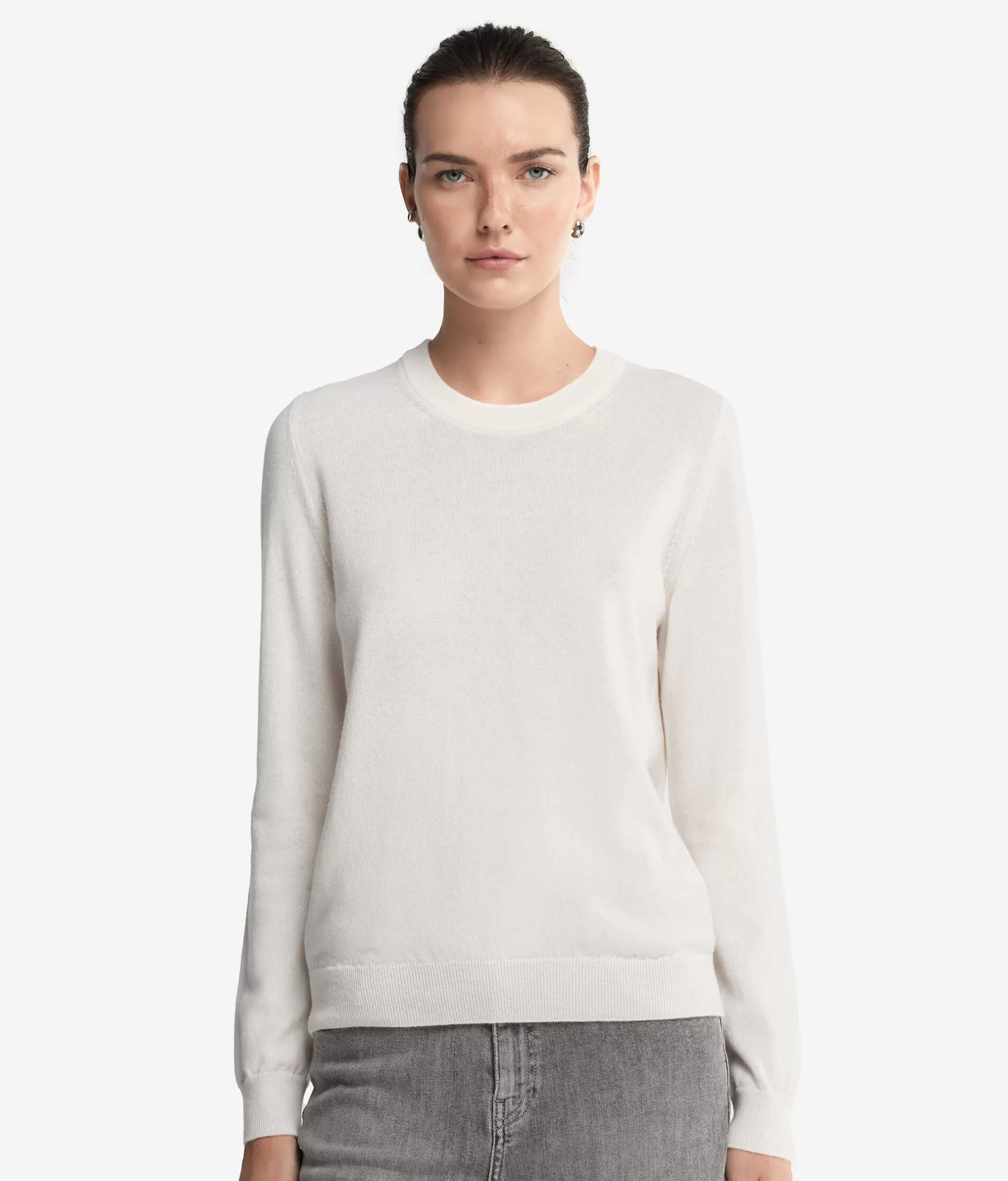 Hot Falconeri Ultrasoft Cashmere Long Sleeved Crewneck Sweater white -8005 - bow