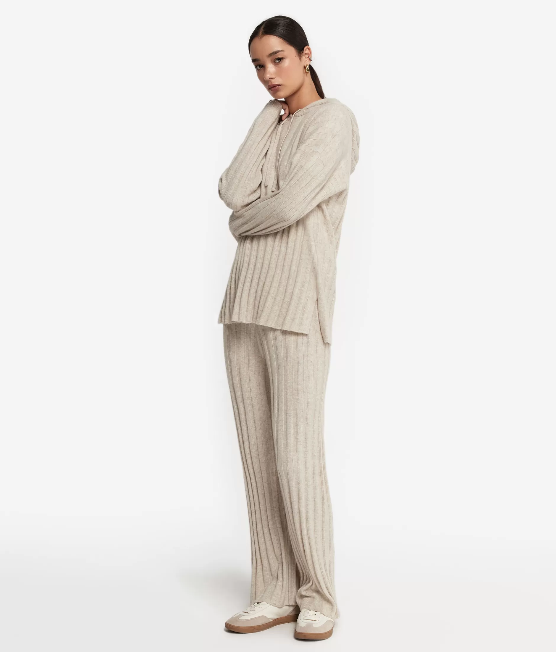 Store Falconeri Ultrasoft Cashmere Ribbed Sweatshirt natural -8176 - stone