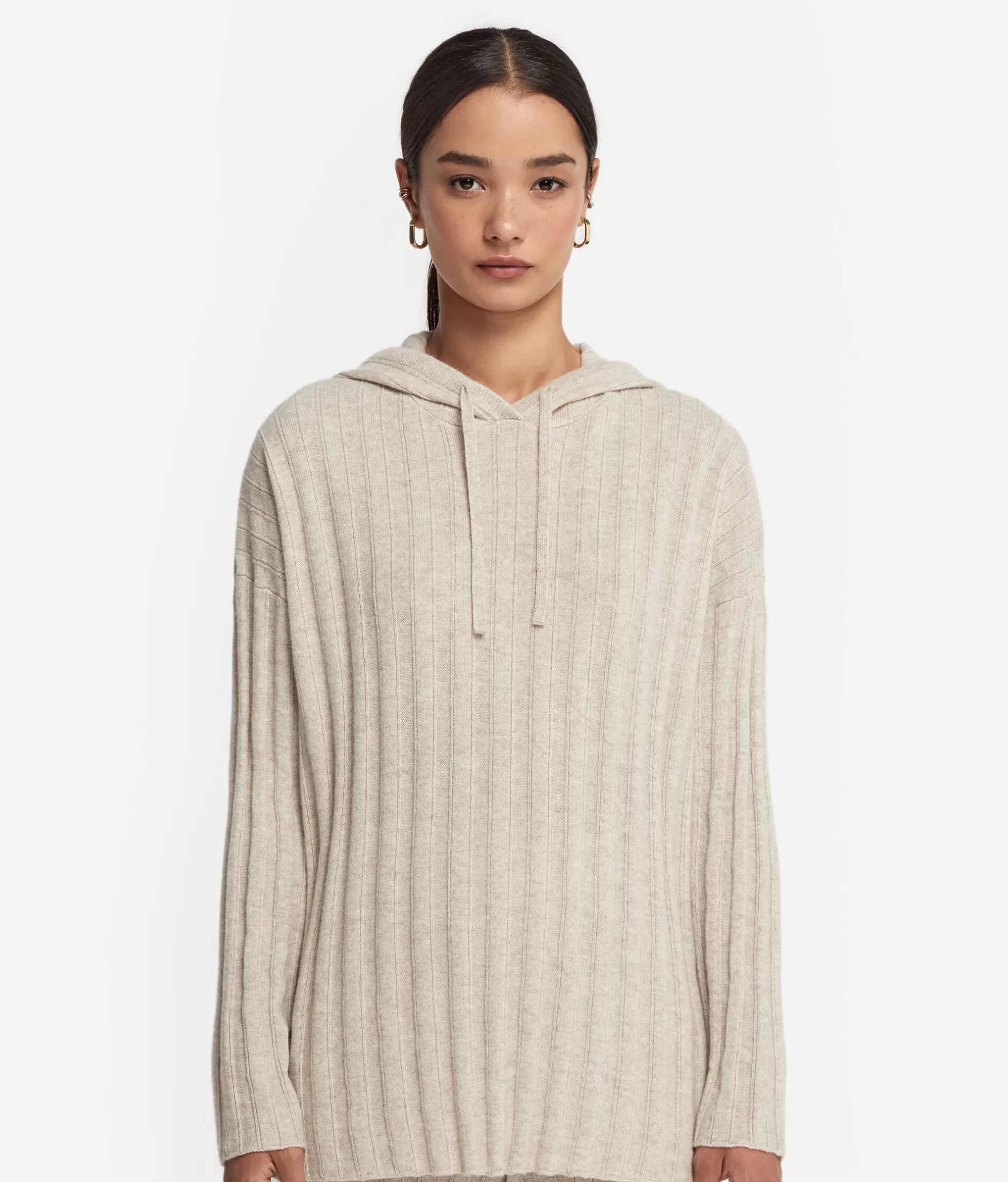 Store Falconeri Ultrasoft Cashmere Ribbed Sweatshirt natural -8176 - stone
