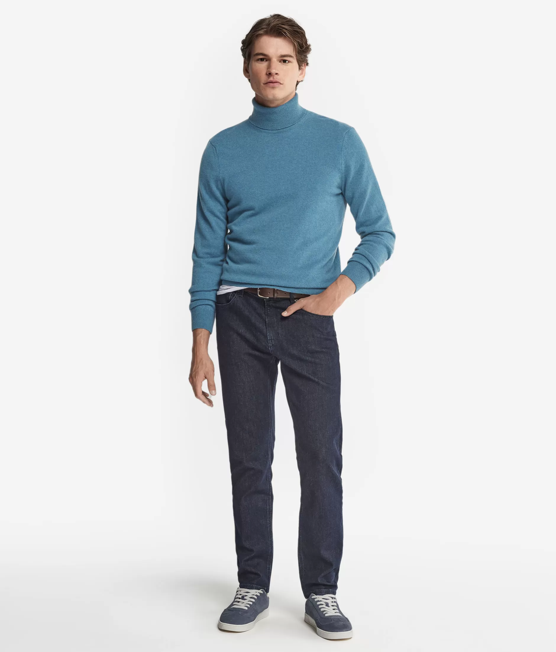 Store Falconeri Ultrasoft Cashmere Turtleneck Sweater light blue -9066 - oxford blue