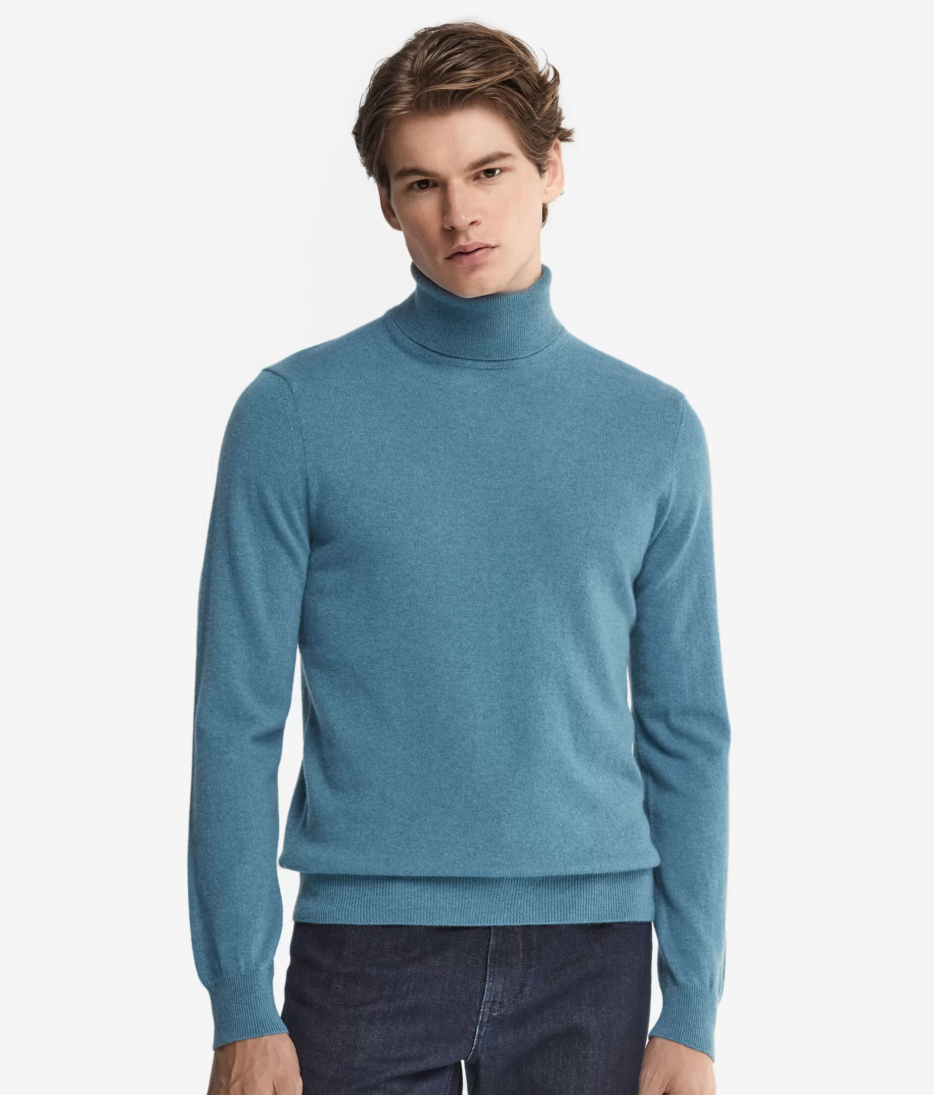 Store Falconeri Ultrasoft Cashmere Turtleneck Sweater light blue -9066 - oxford blue