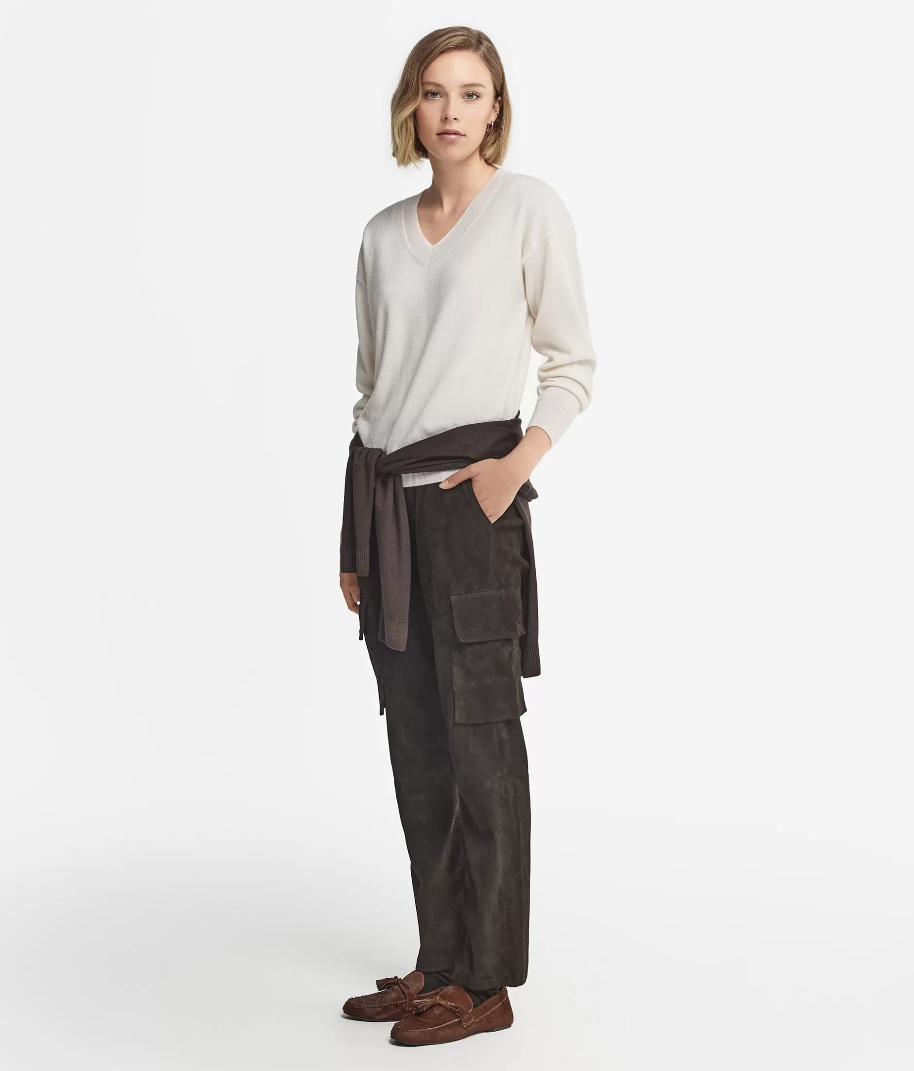 Outlet Falconeri Ultrasoft Cashmere V-Neck Sweater white -8005 - bow