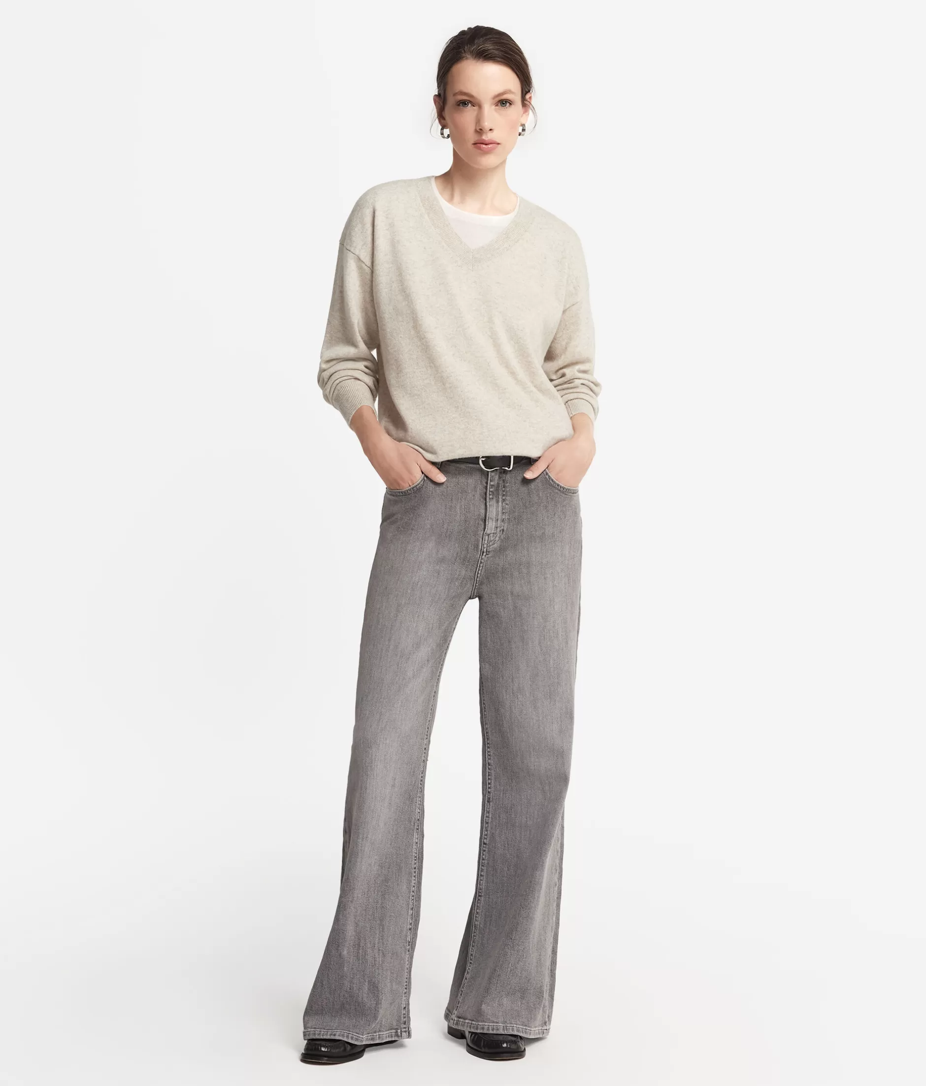 Clearance Falconeri Ultrasoft Cashmere V-Neck Sweater natural -8176 - stone