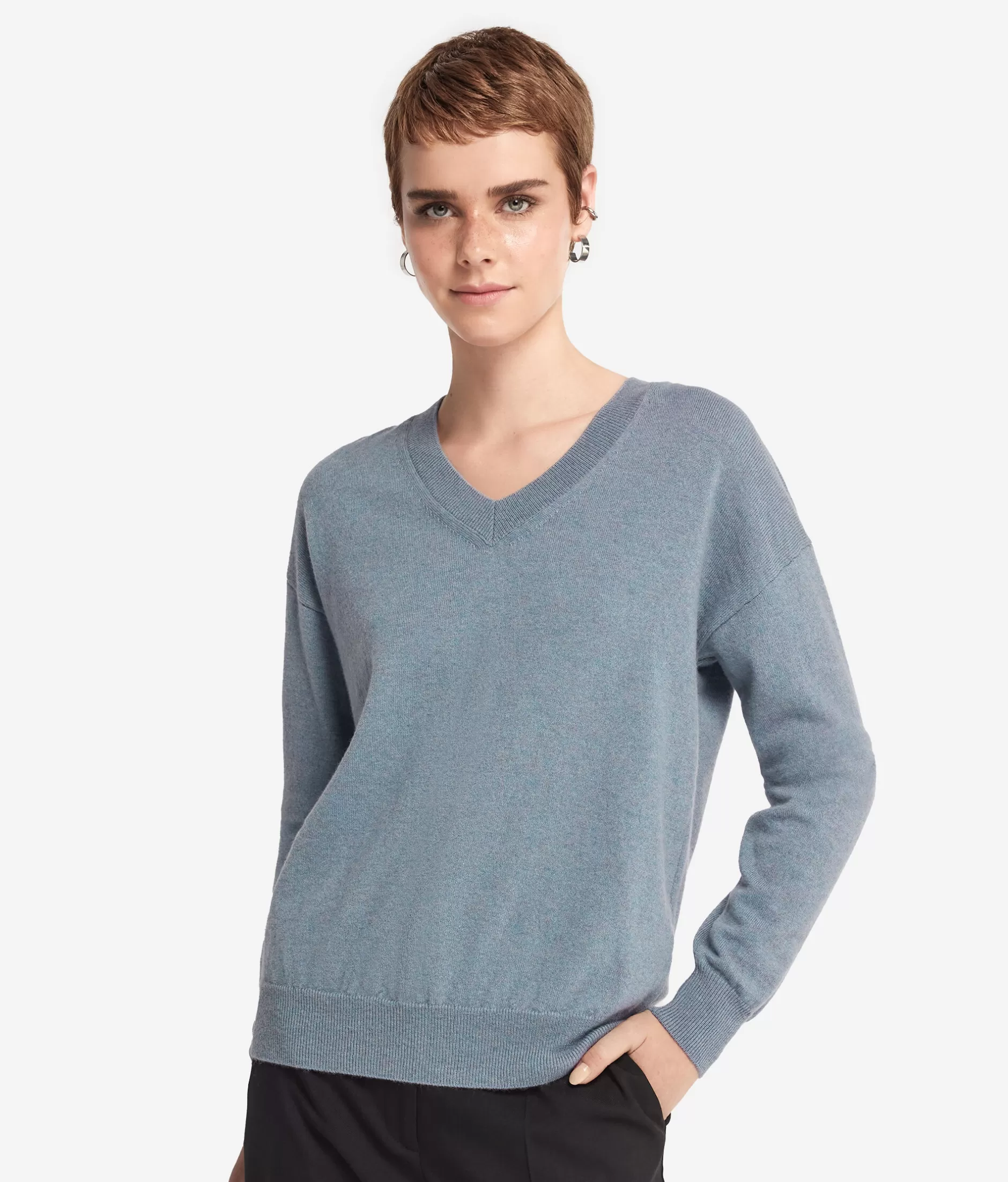 Hot Falconeri Ultrasoft Cashmere V-Neck Sweater light blue -9078 - niagara