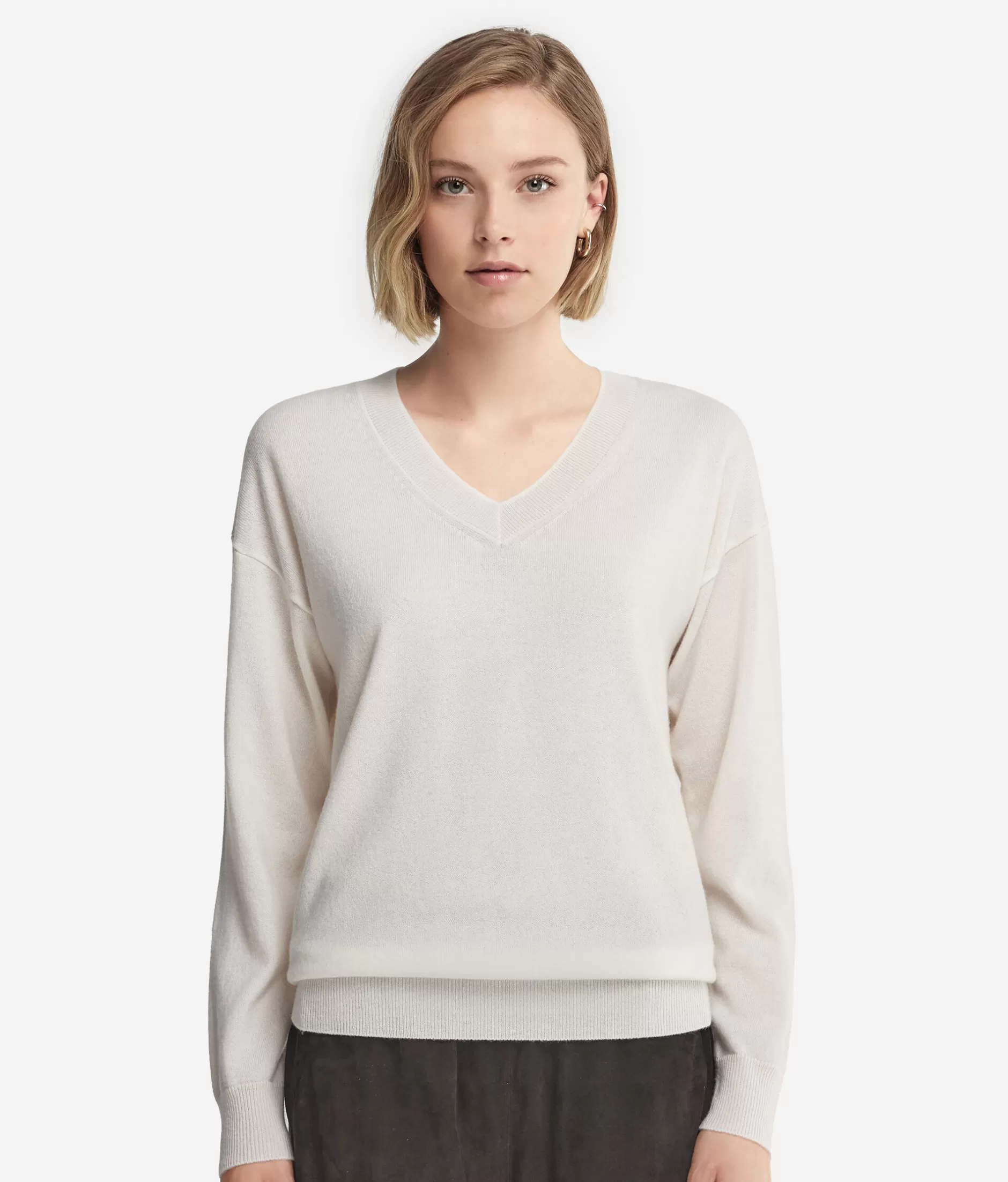 Outlet Falconeri Ultrasoft Cashmere V-Neck Sweater white -8005 - bow