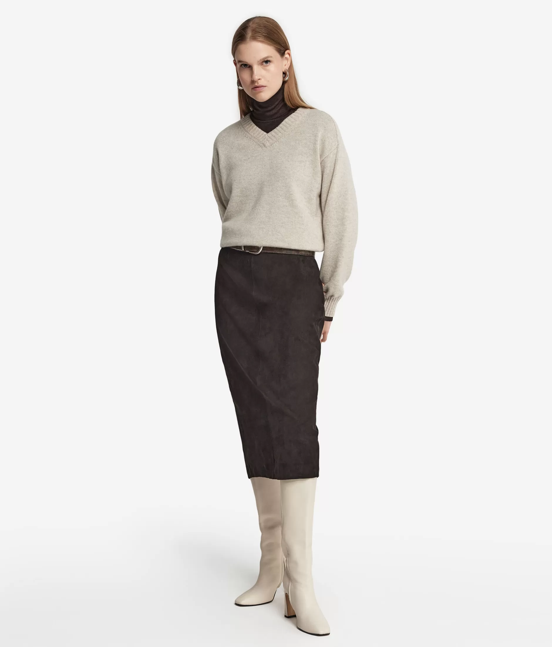Fashion Falconeri Ultrasoft Cashmere V-Neck Sweater With Set-in Sleeves natural -8176 - stone