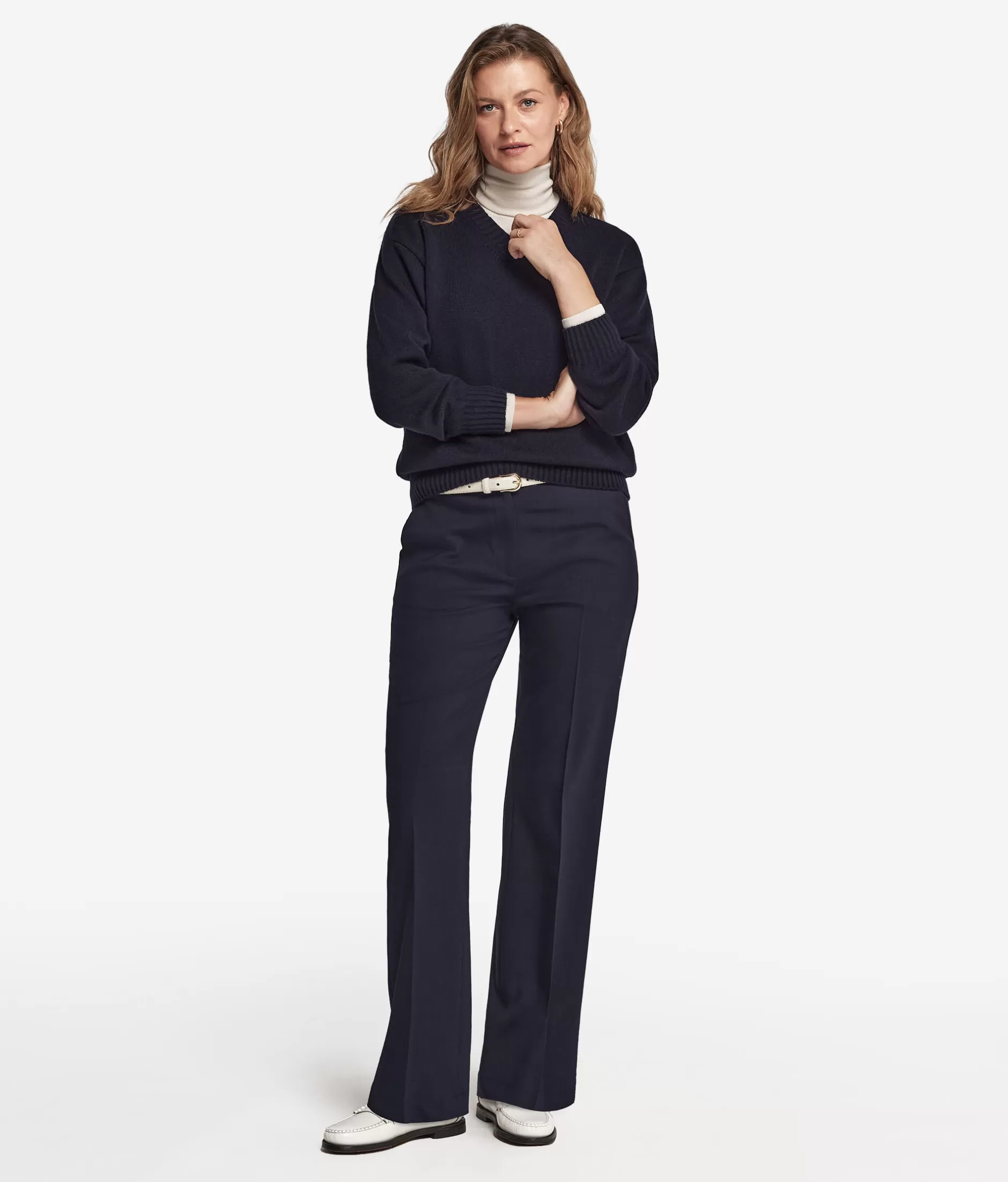 Store Falconeri Ultrasoft Cashmere V-Neck Sweater With Set-in Sleeves blue -9400 - navy blue