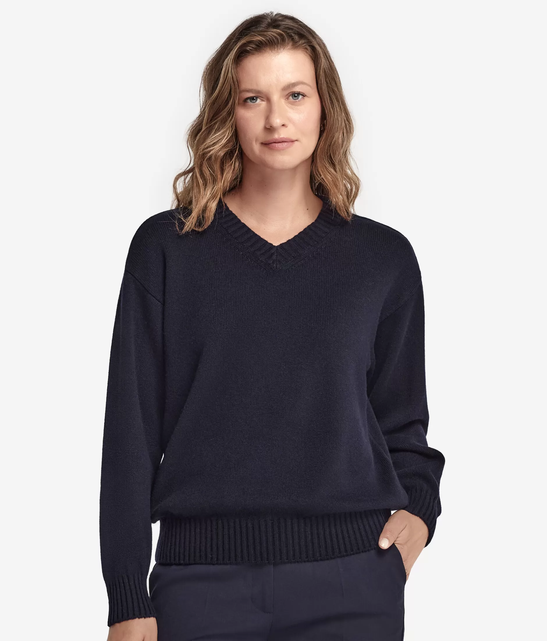 Store Falconeri Ultrasoft Cashmere V-Neck Sweater With Set-in Sleeves blue -9400 - navy blue