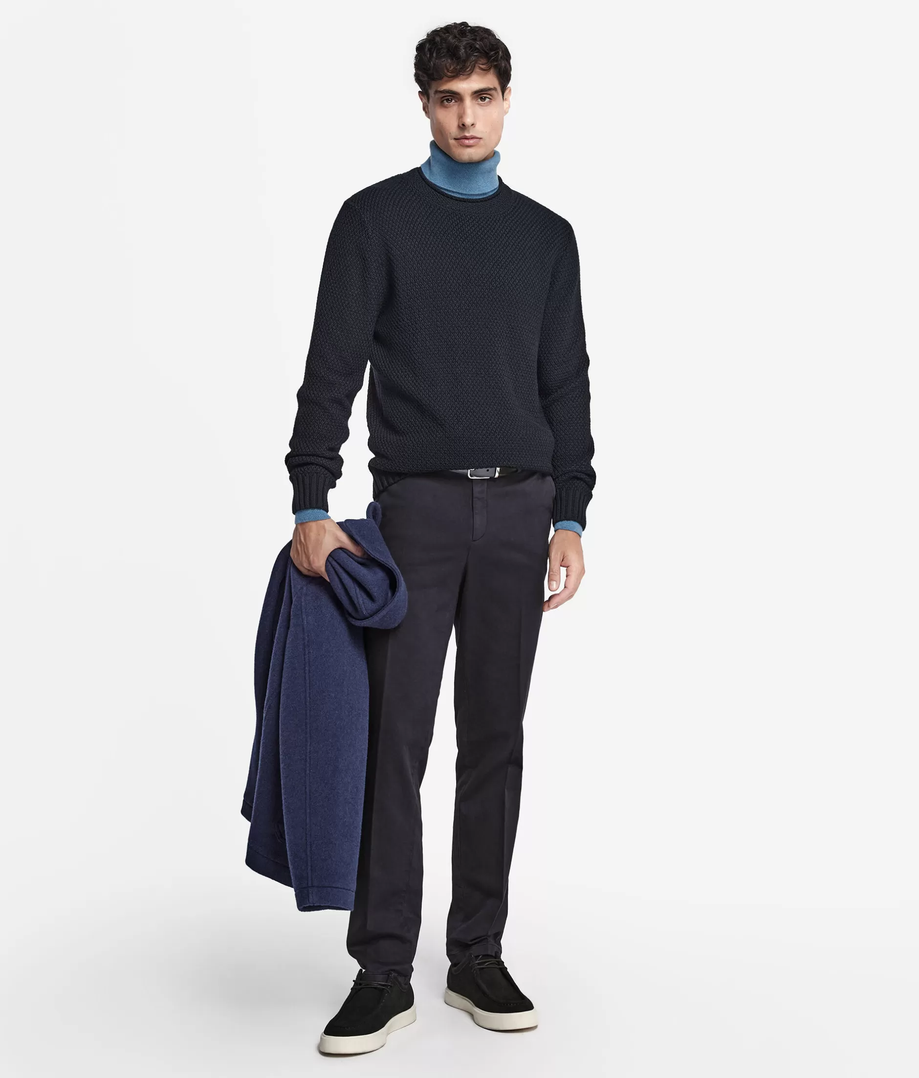 Outlet Falconeri Wool Knot Stitch Turtleneck Sweater blue -9400 - navy blue