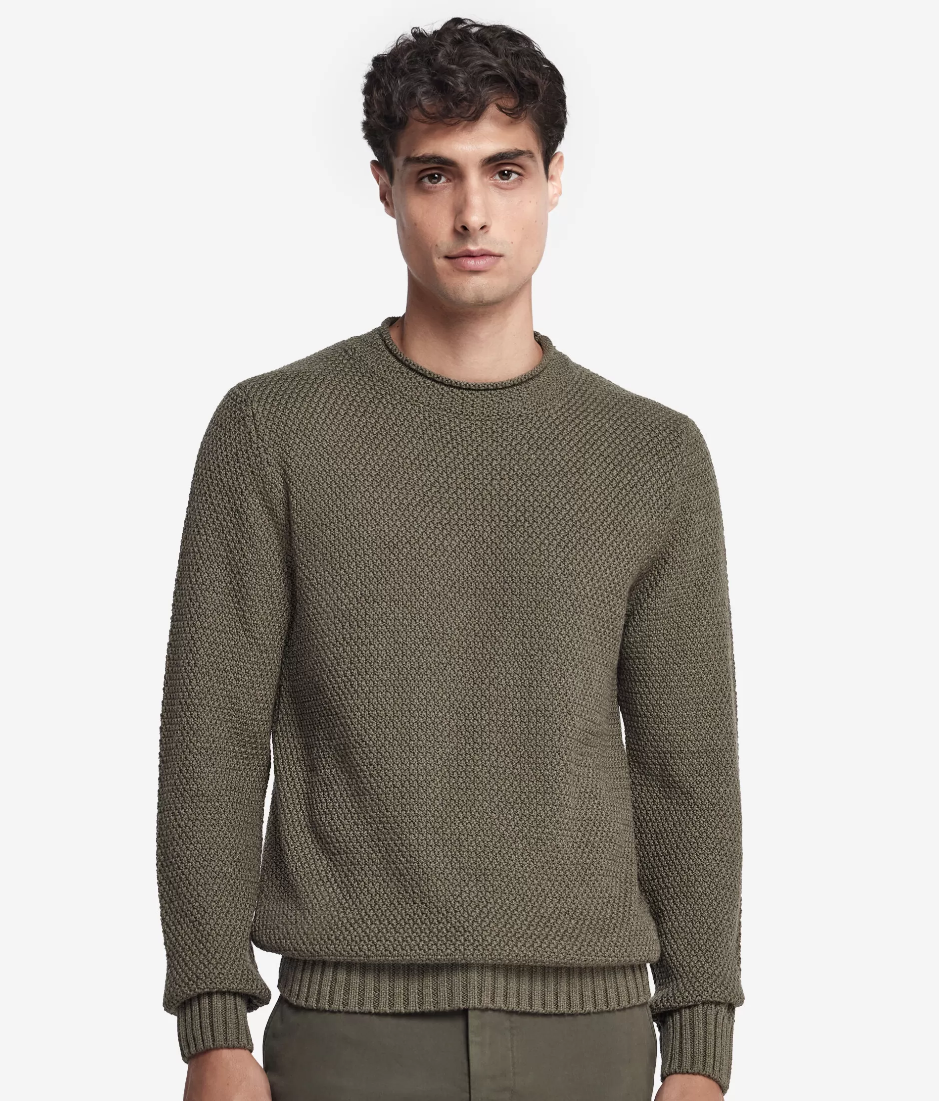 Store Falconeri Wool Knot Stitch Turtleneck Sweater green -8191 - military