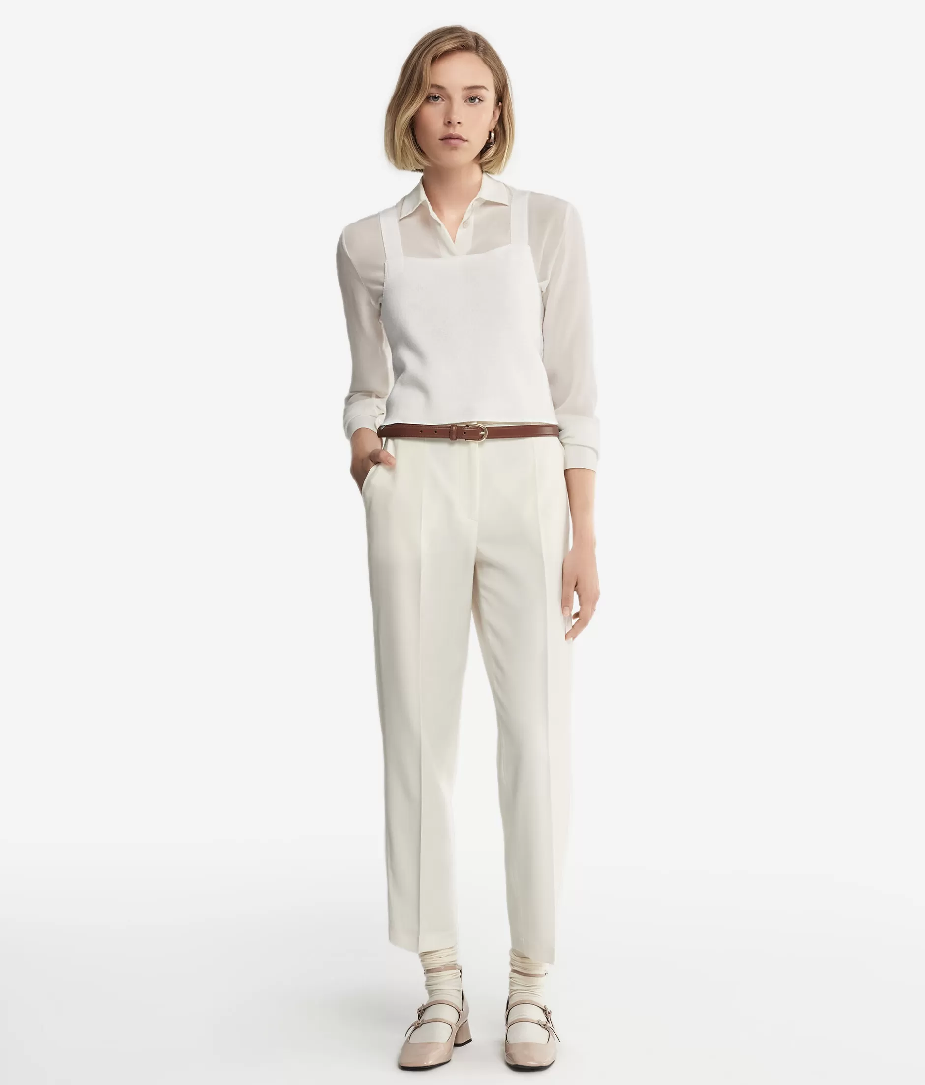 Flash Sale Falconeri Wool Stitched Crop Top white -8005 - bow
